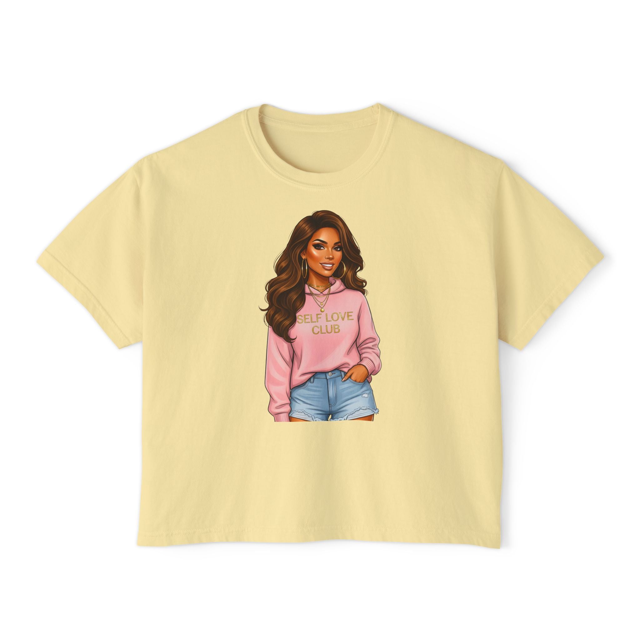 Self Love Club Boxy Tee — Women’s Graphic Cropped T-Shirt