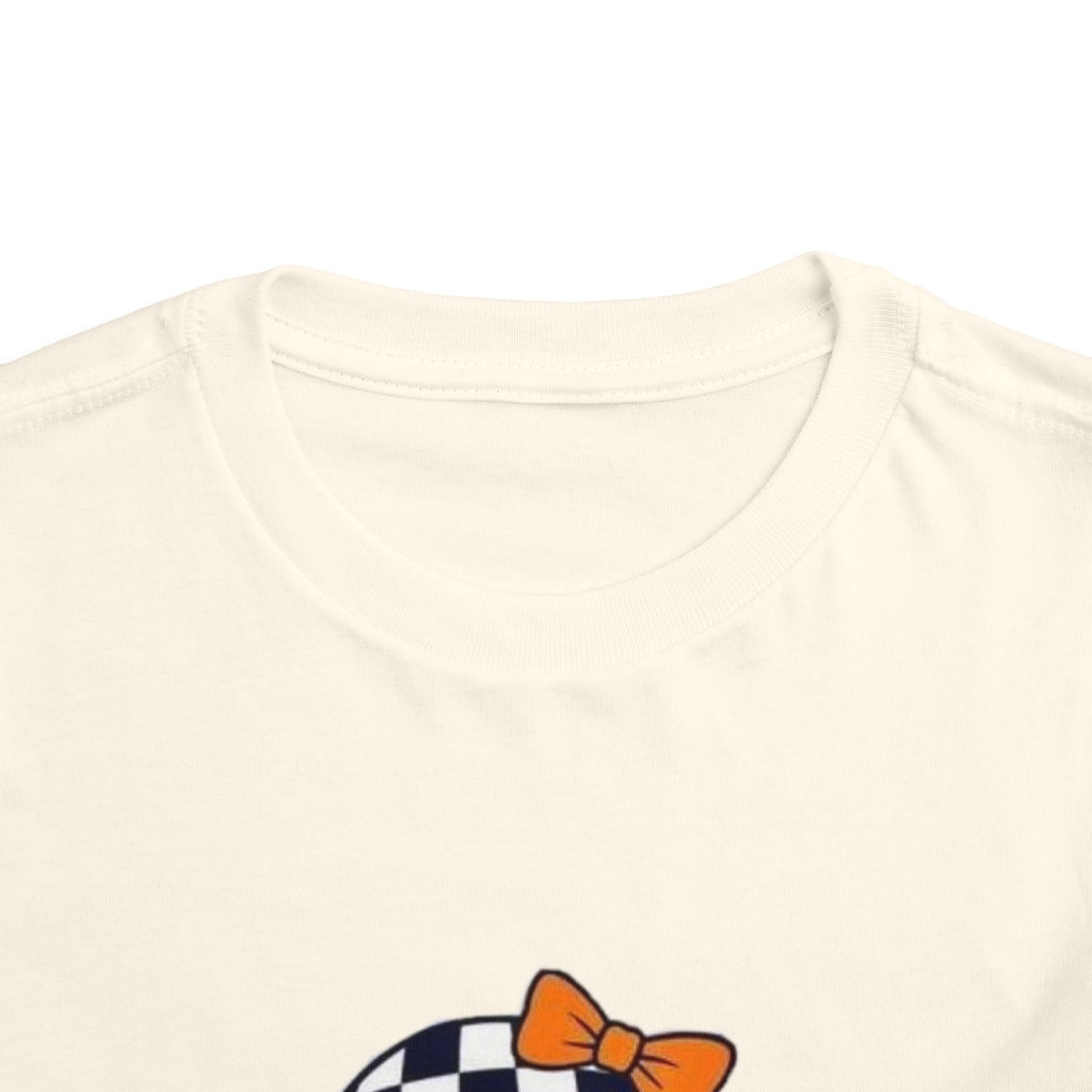 Checkerboard Ghost Toddler Tee — Cute Halloween Bubblegum Design