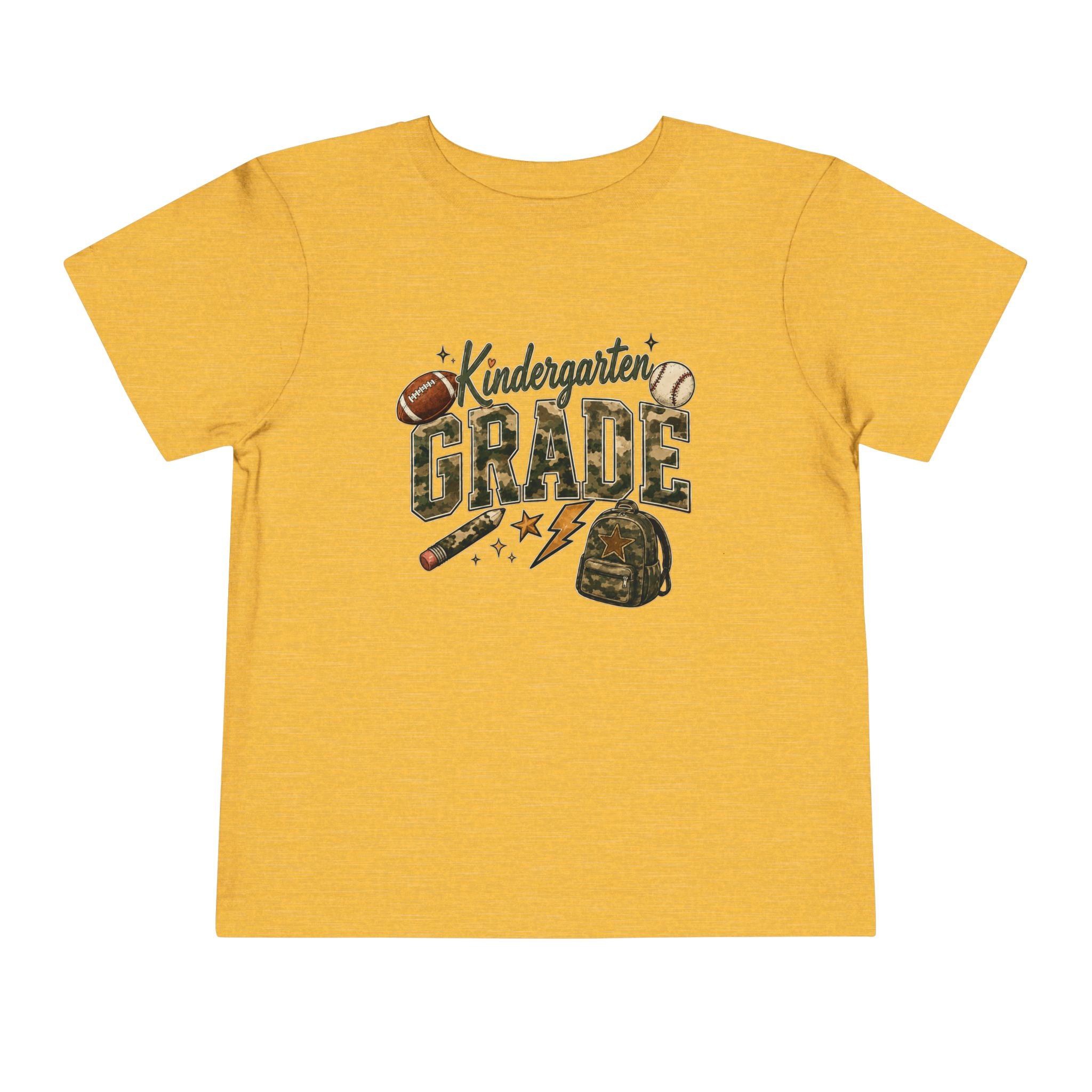 Kindergarten Grade Toddler Tee — Cute Back-to-School Football & Backpack Shirt