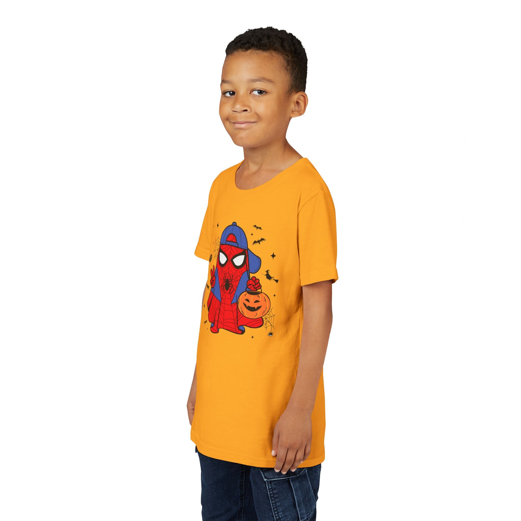 Kids Halloween Spider Superhero Tee – Cute Trick-or-Treat Pumpkin Design