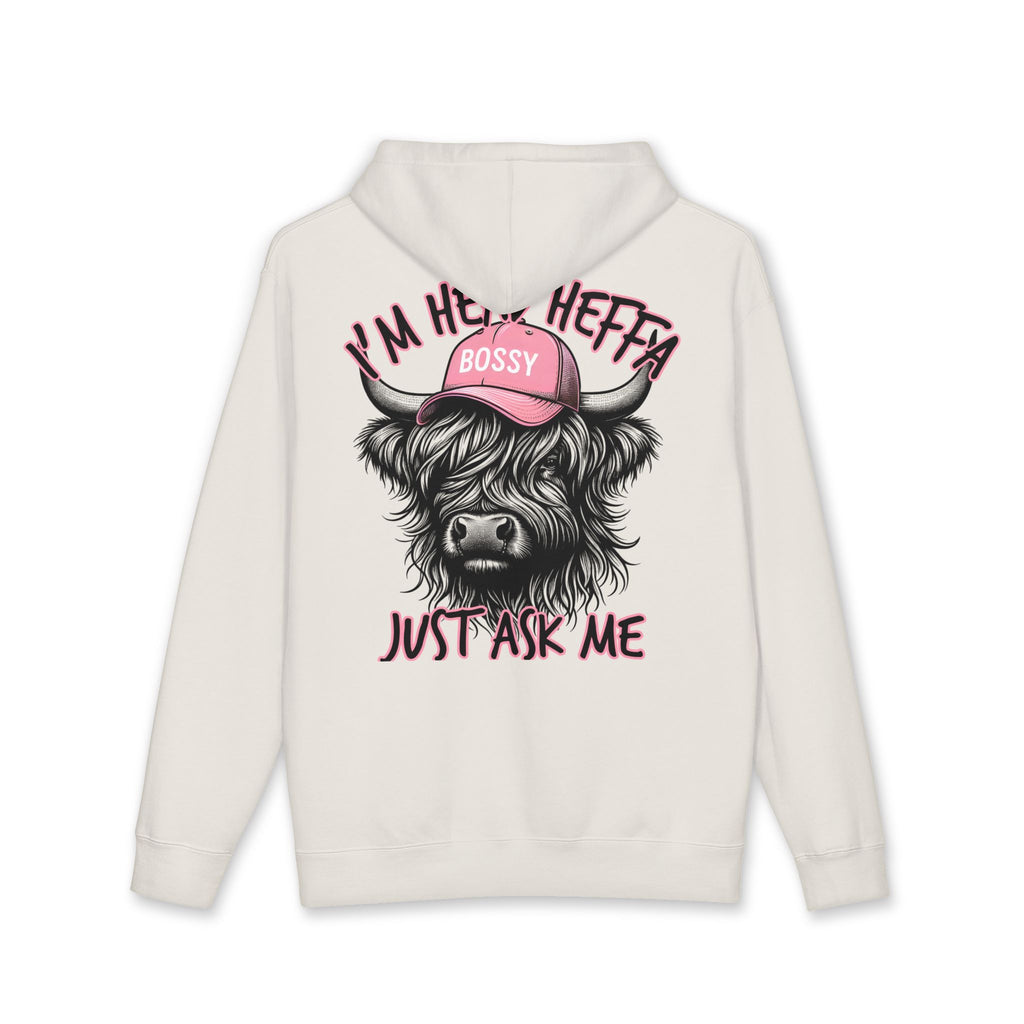 Bossy Heffa Hoodie — "I’m Her Heffa Just Ask Me" Highland Cow Pullover