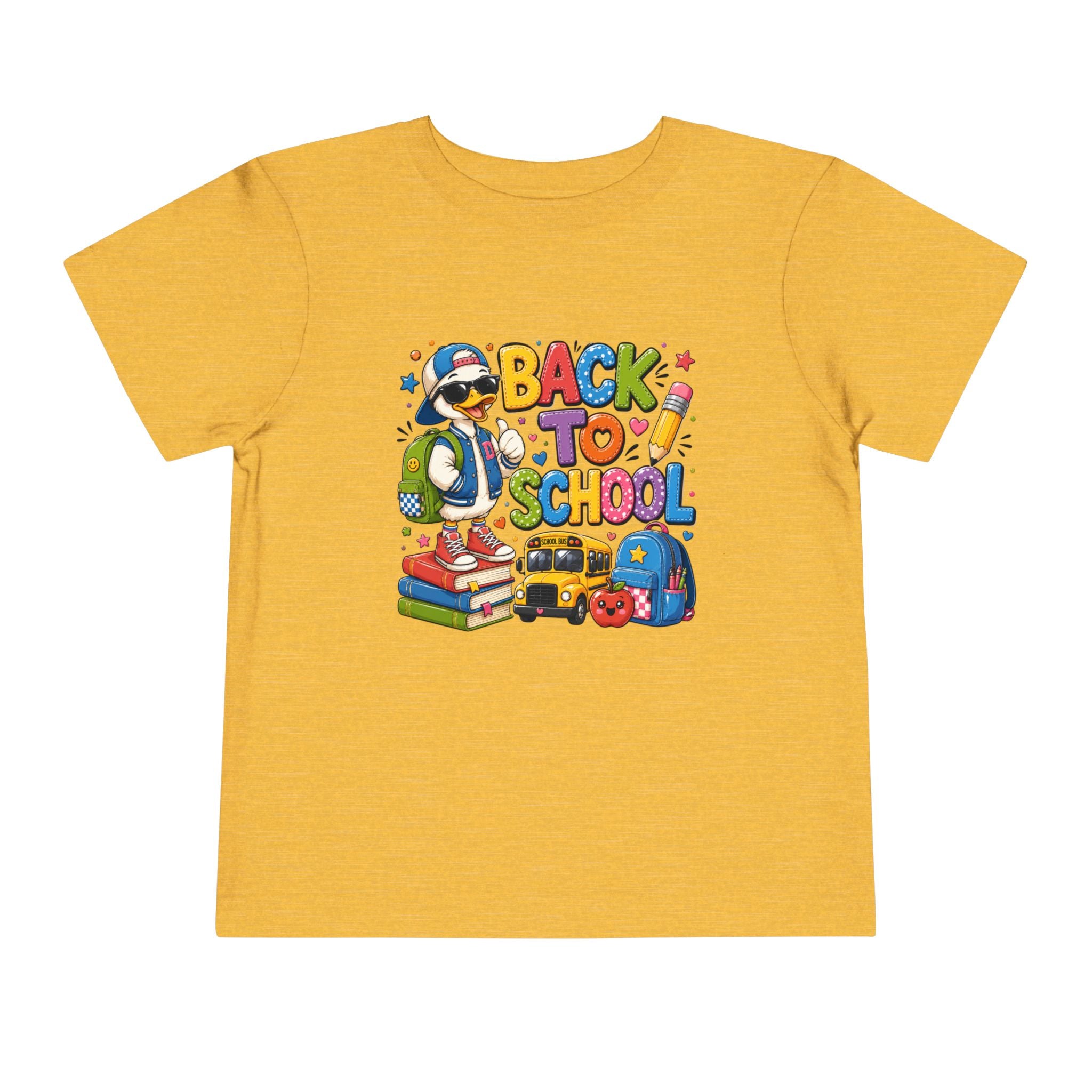 Back to School Toddler Tee — Cute Penguin School Bus Design