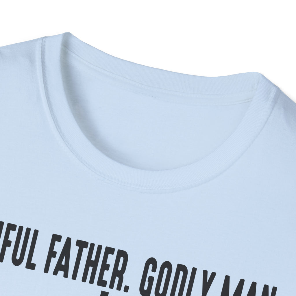Faithful Father. Godly Man. T‑Shirt — Christian Dad Tee with Cross