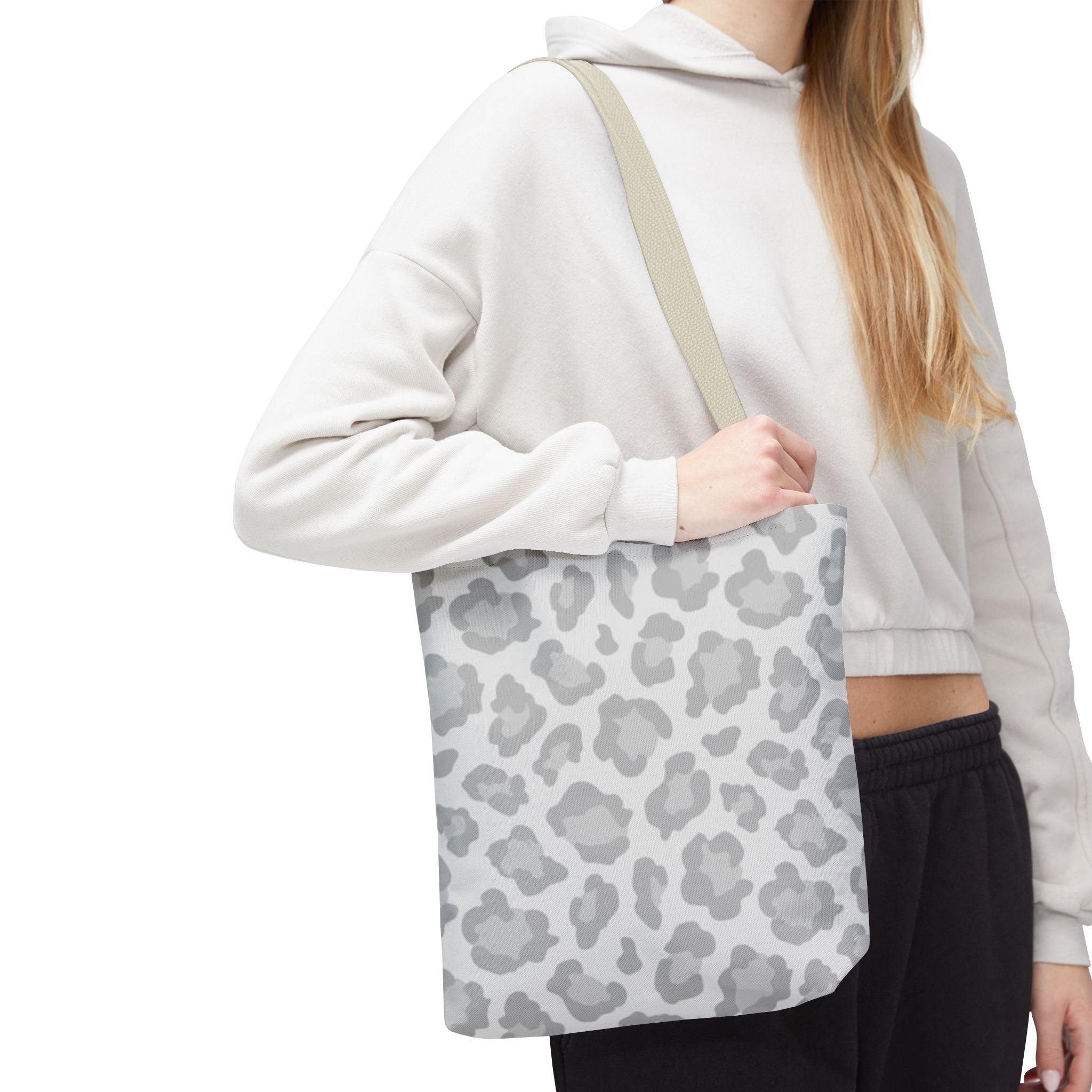 Gray Leopard Print Tote Bag – All-Over-Print Casual Shopper