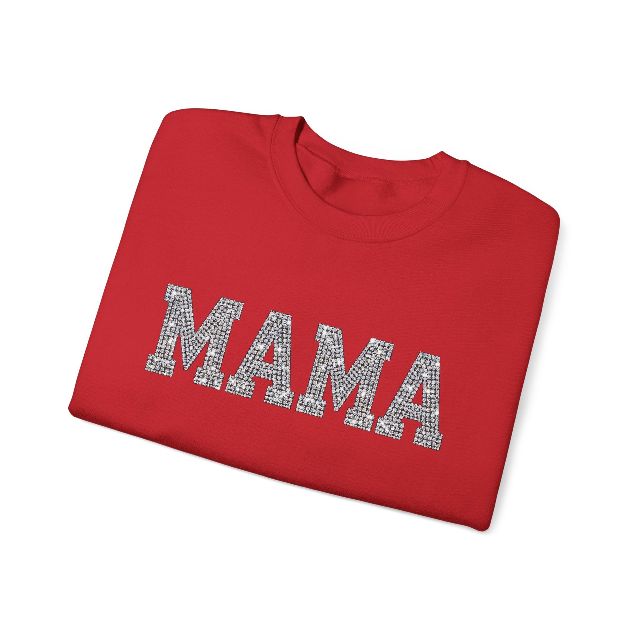 Mama Crewneck Sweatshirt — Casual Glitter Block Letter Mom Pullover