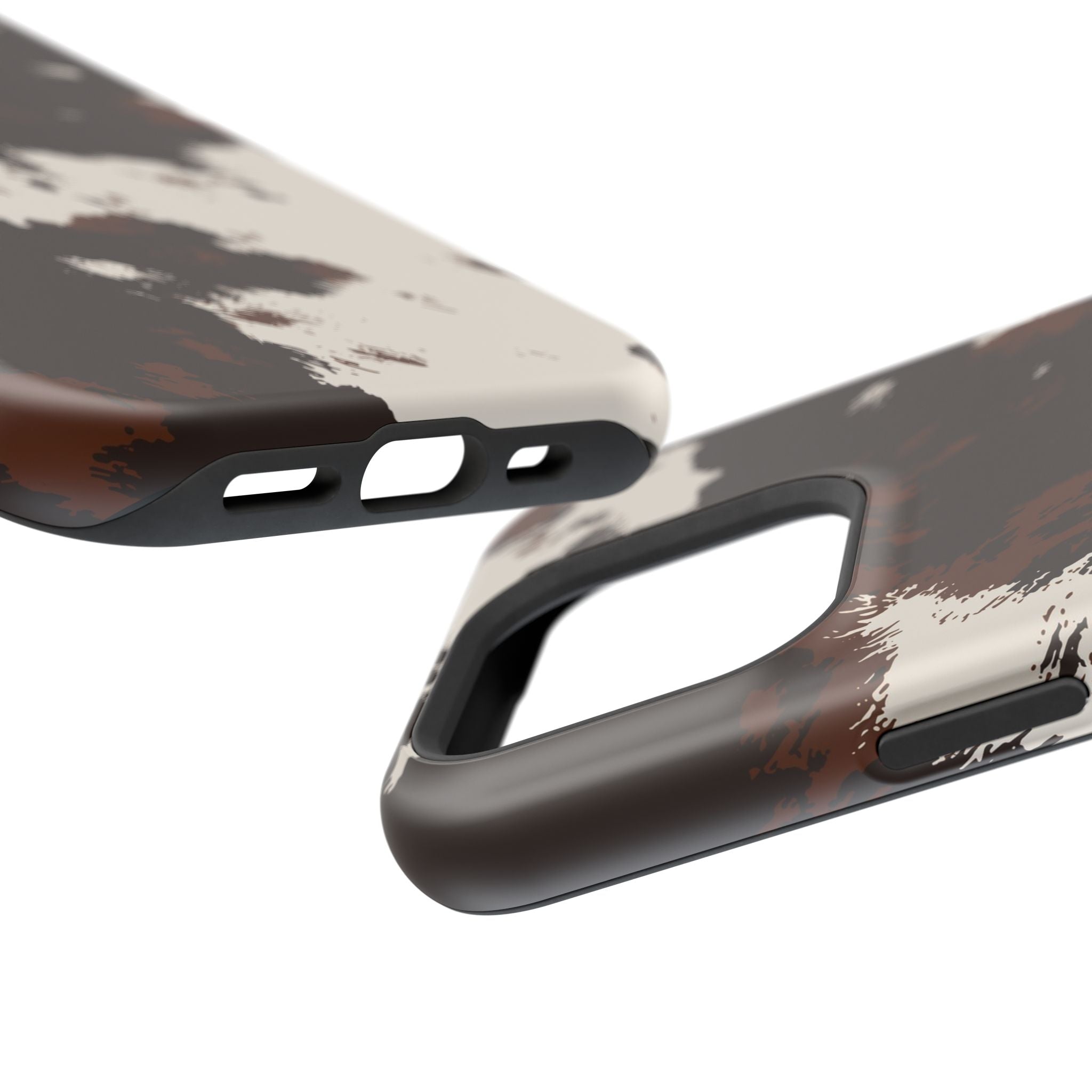 Cowhide Print Impact Phone Case — Brown & Cream Protective Cover