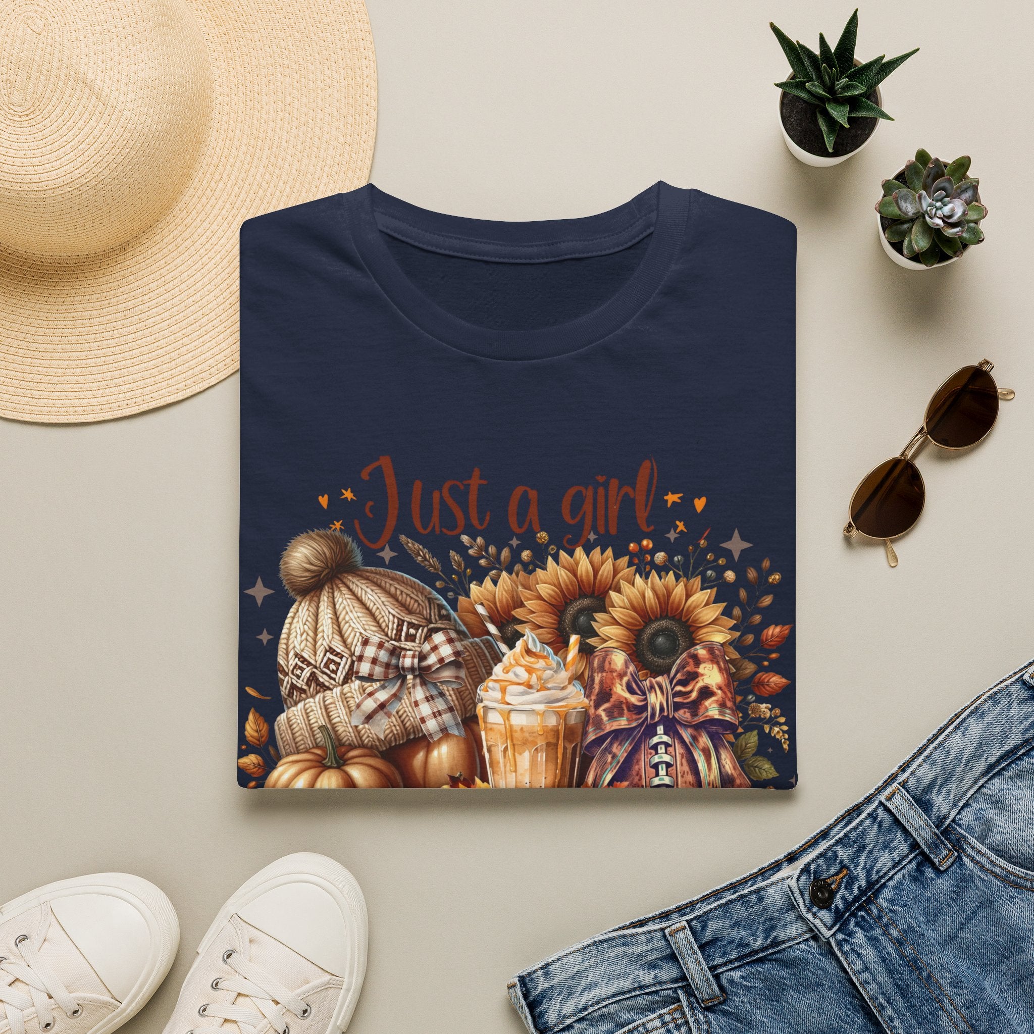 Fall Girl T-Shirt — "Just a girl who loves fall" Pumpkin Sunflower Tee