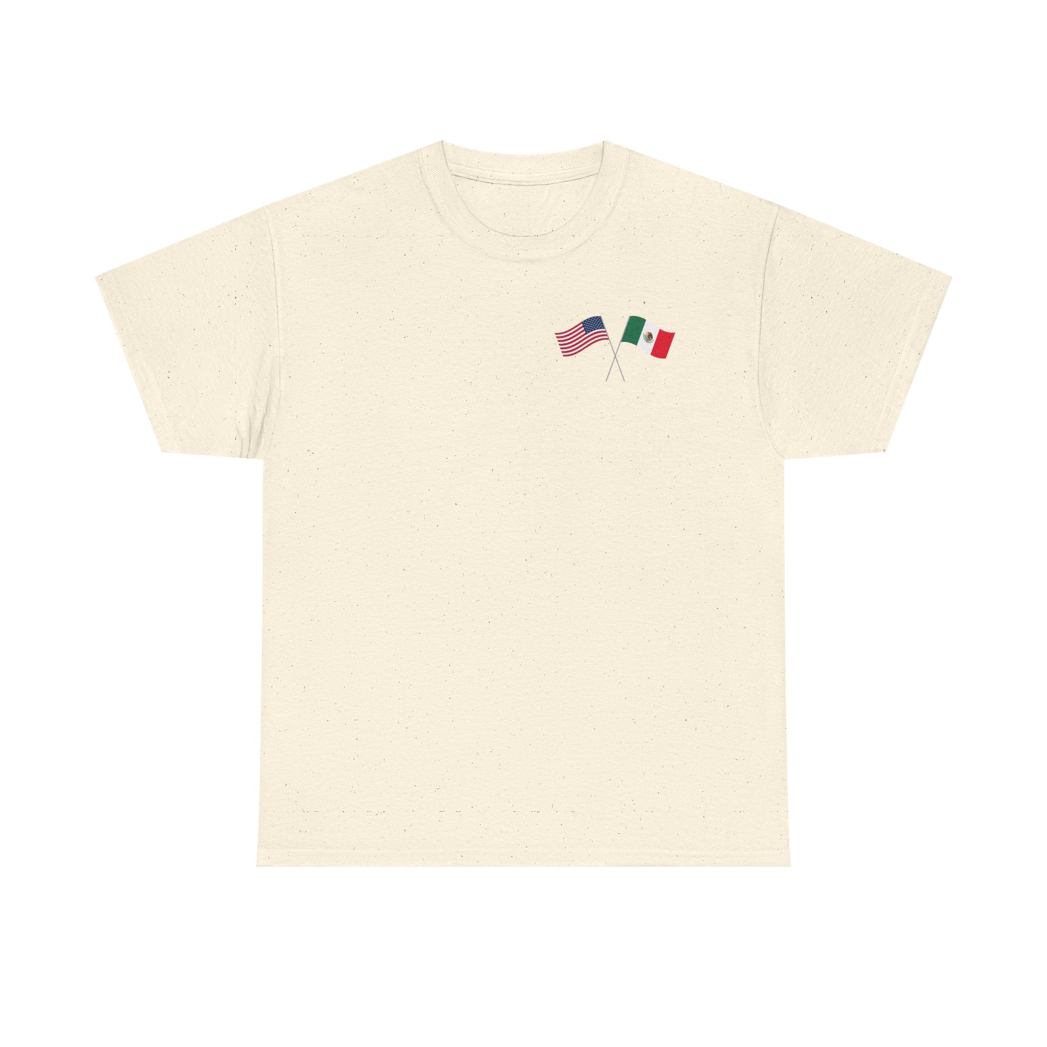 American & Italian Flag Tee with Vintage Rose Back — Patriotic Floral T-Shirt