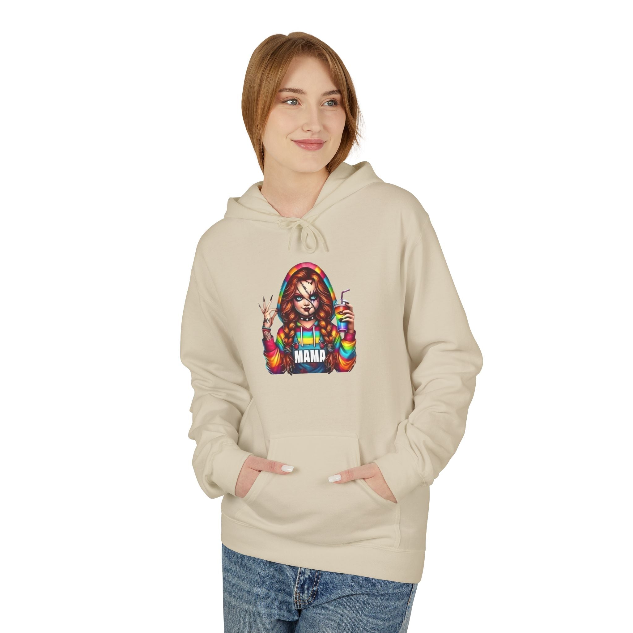 Rainbow Peace Mama Hoodie — Colorful Hippie Mom Graphic Pullover