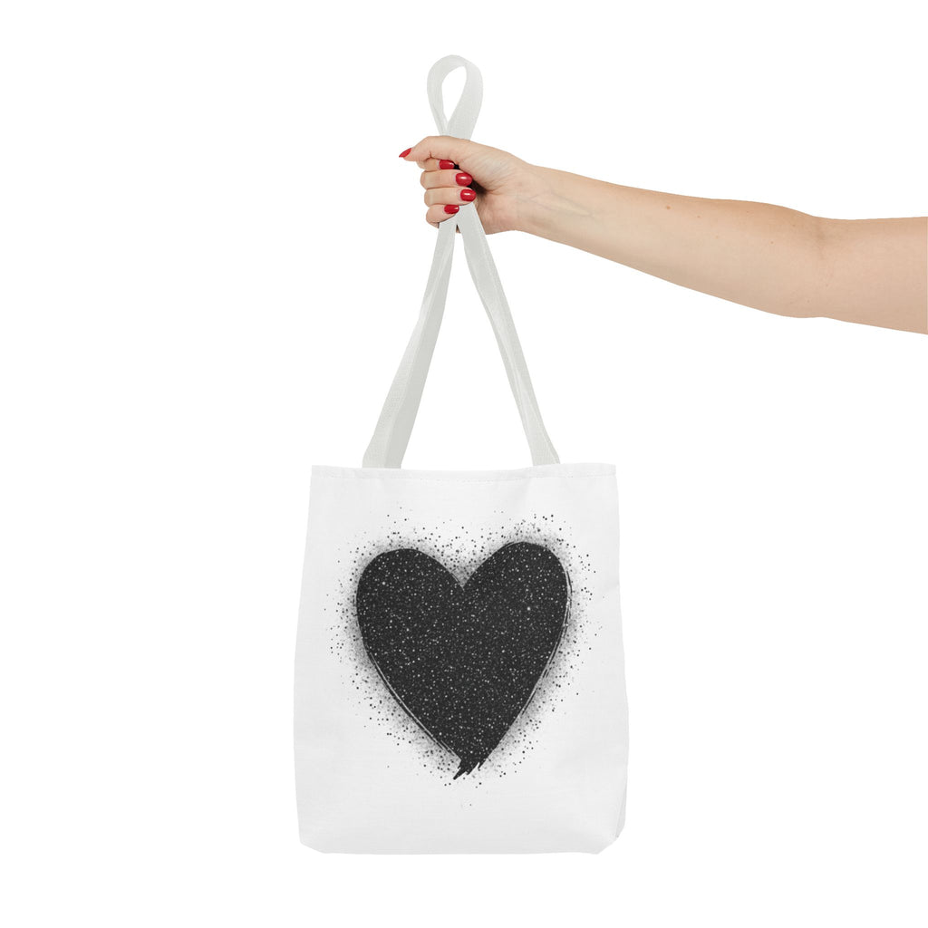 Black Spray Heart Tote Bag – Chic Graphic Canvas Tote for Everyday Use