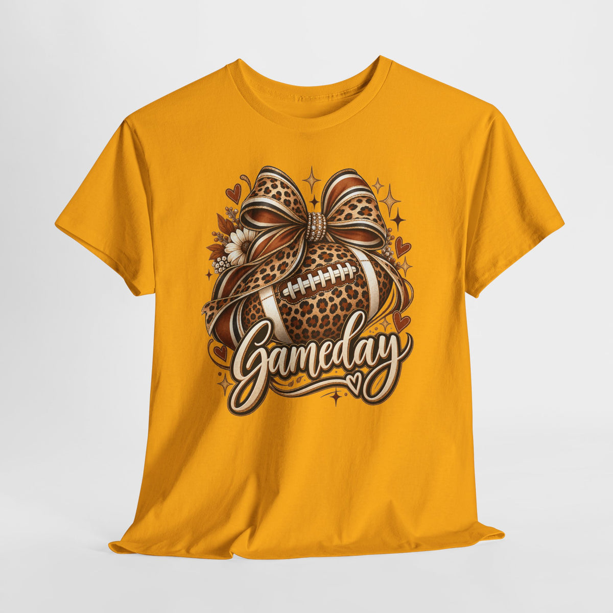 Gameday Football Tee — Leopard Print Football with Bow