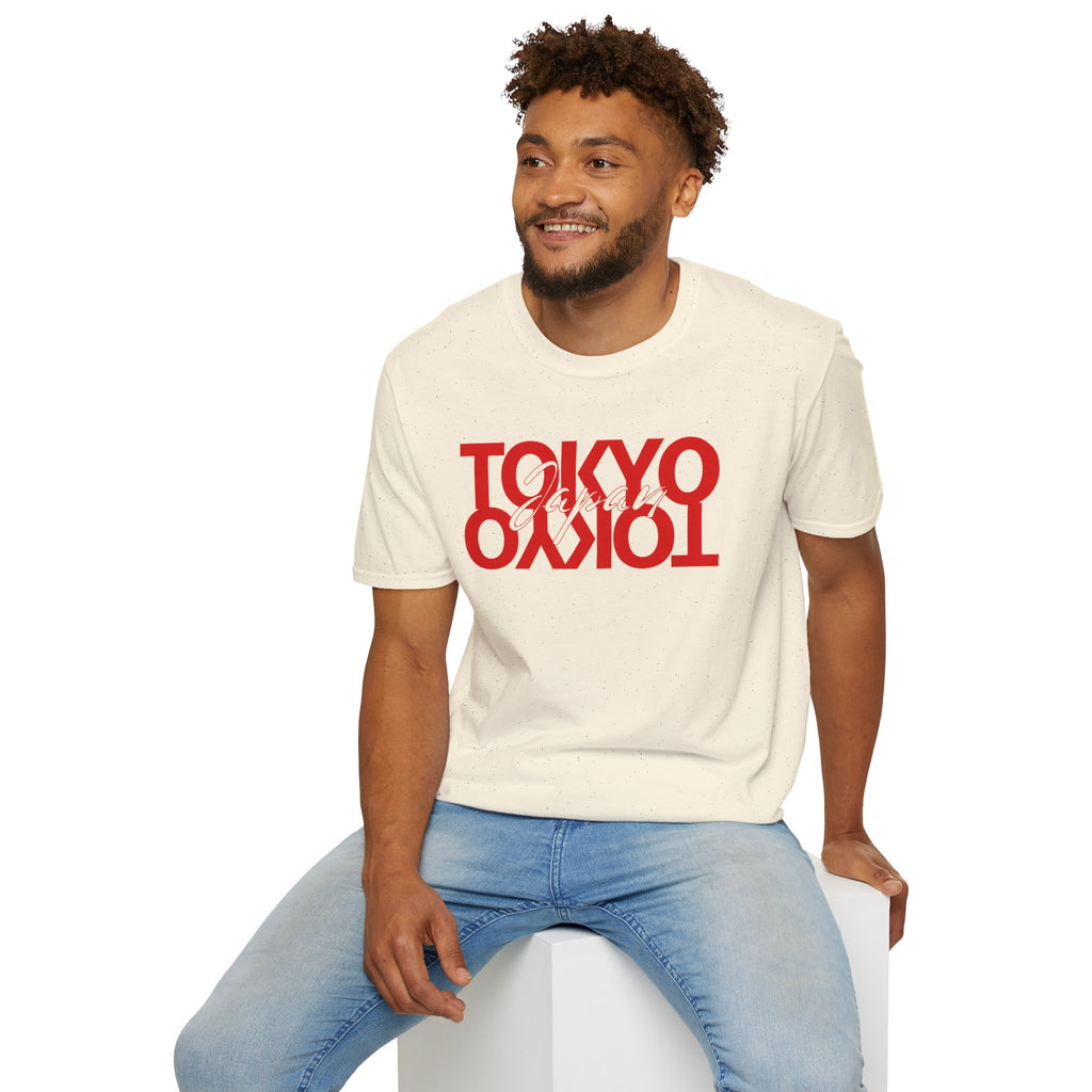 Tokyo Floral T-Shirt — Mirrored Red Logo "Tokyo" Graphic Tee