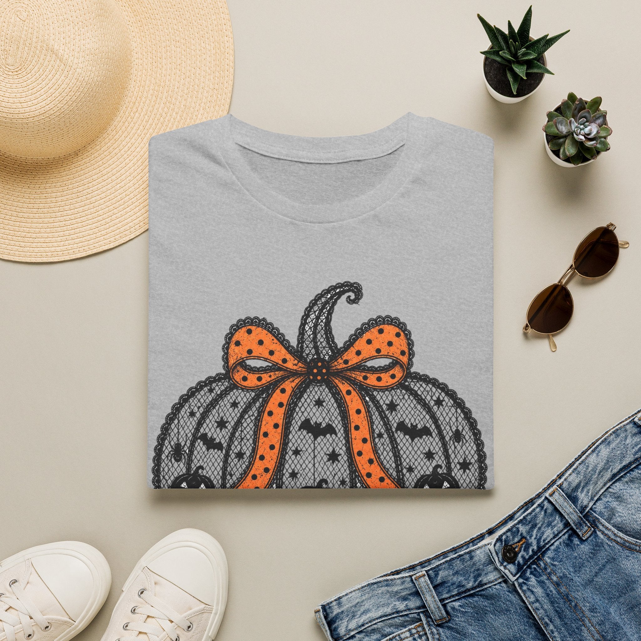 Halloween Pumpkin Bow T-Shirt — Cute Orange Polka Dot Pumpkin Tee