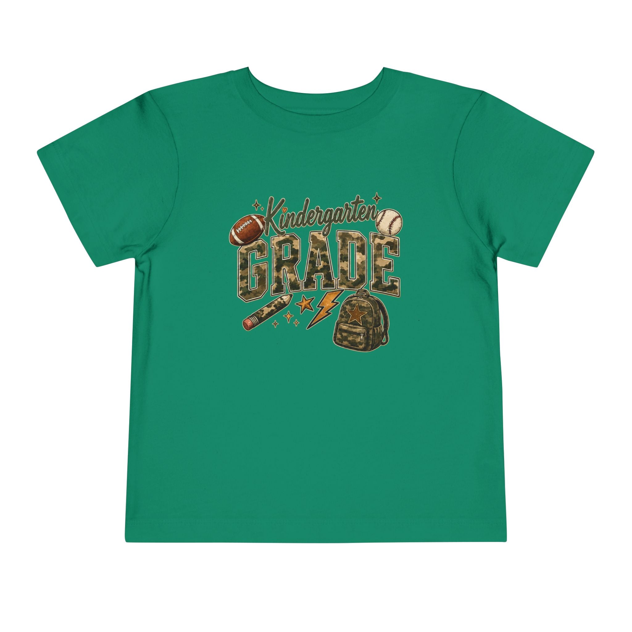 Kindergarten Grade Toddler Tee — Cute Back-to-School Football & Backpack Shirt