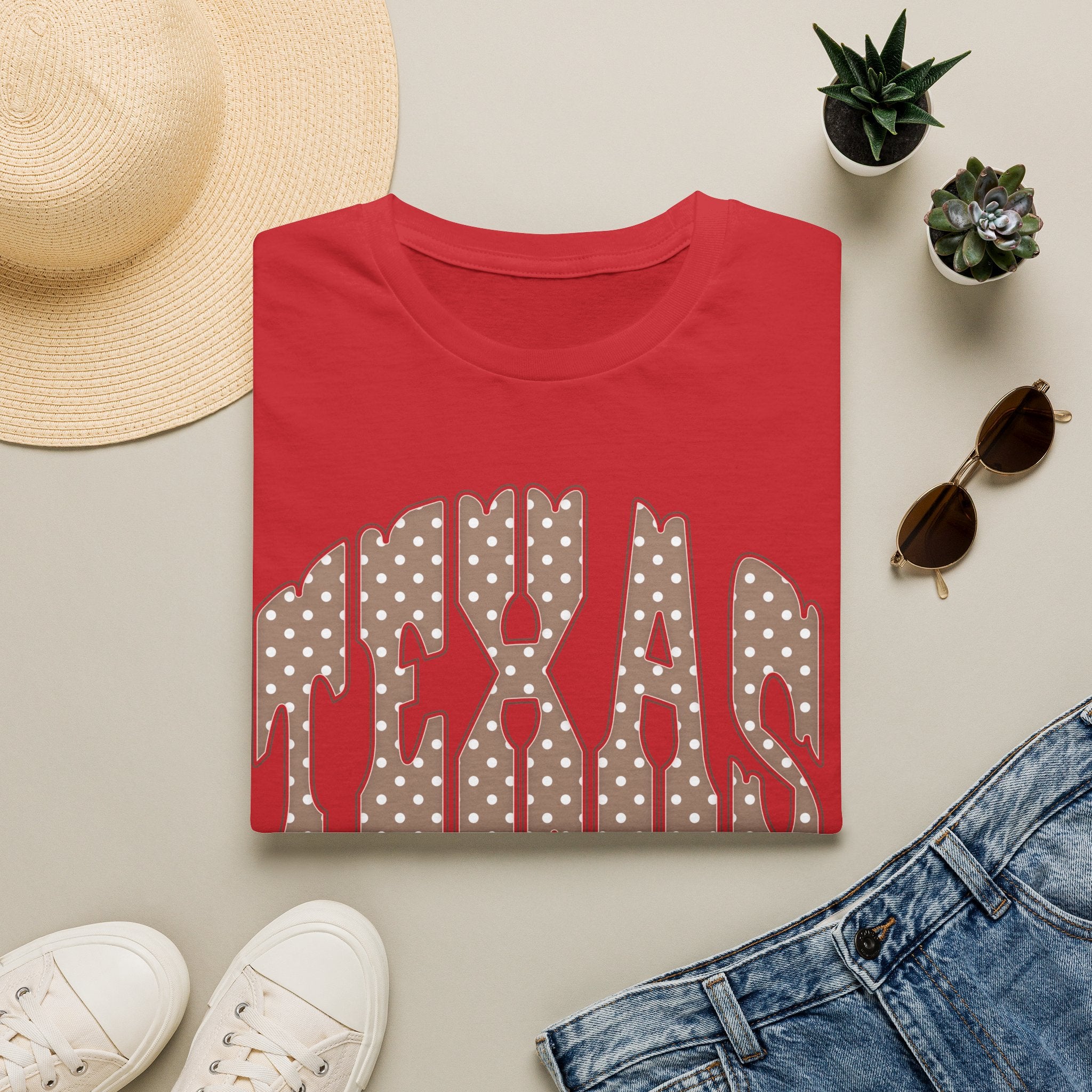 Texas Polka Dot Tee — Retro Western State Graphic T-Shirt