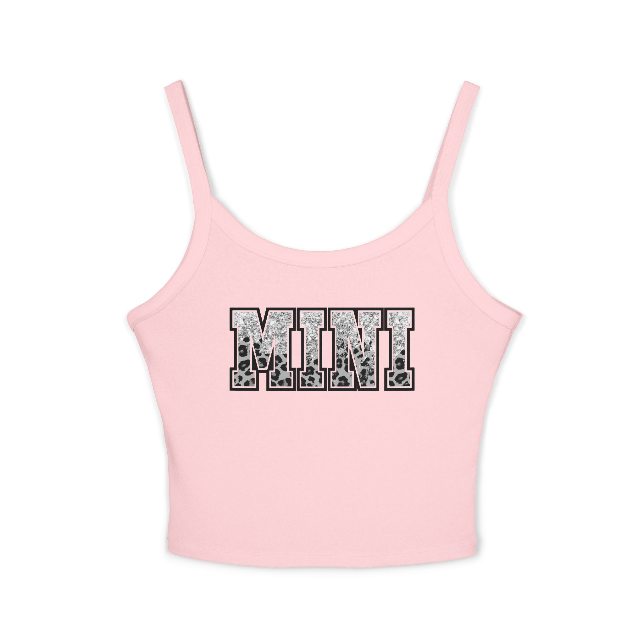 Mini Leopard Print Crop Tank Top — Women's Spaghetti Strap Graphic