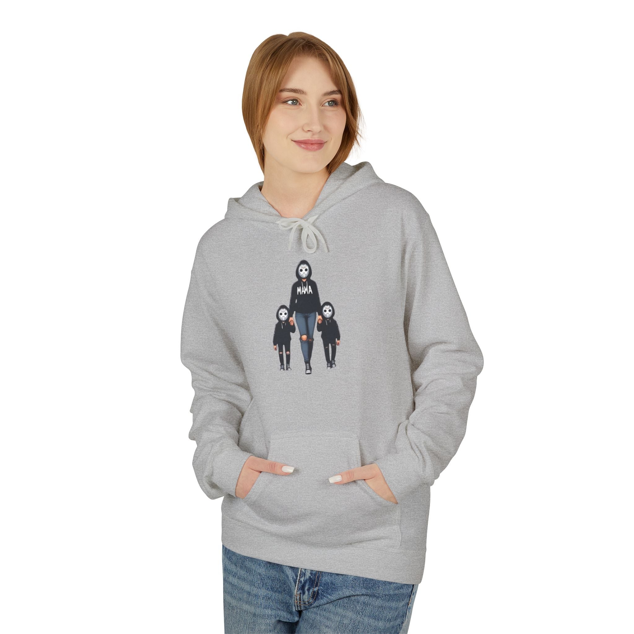 Horror Family Graphic Hoodie – Creepy Trio Skeleton & Child Design