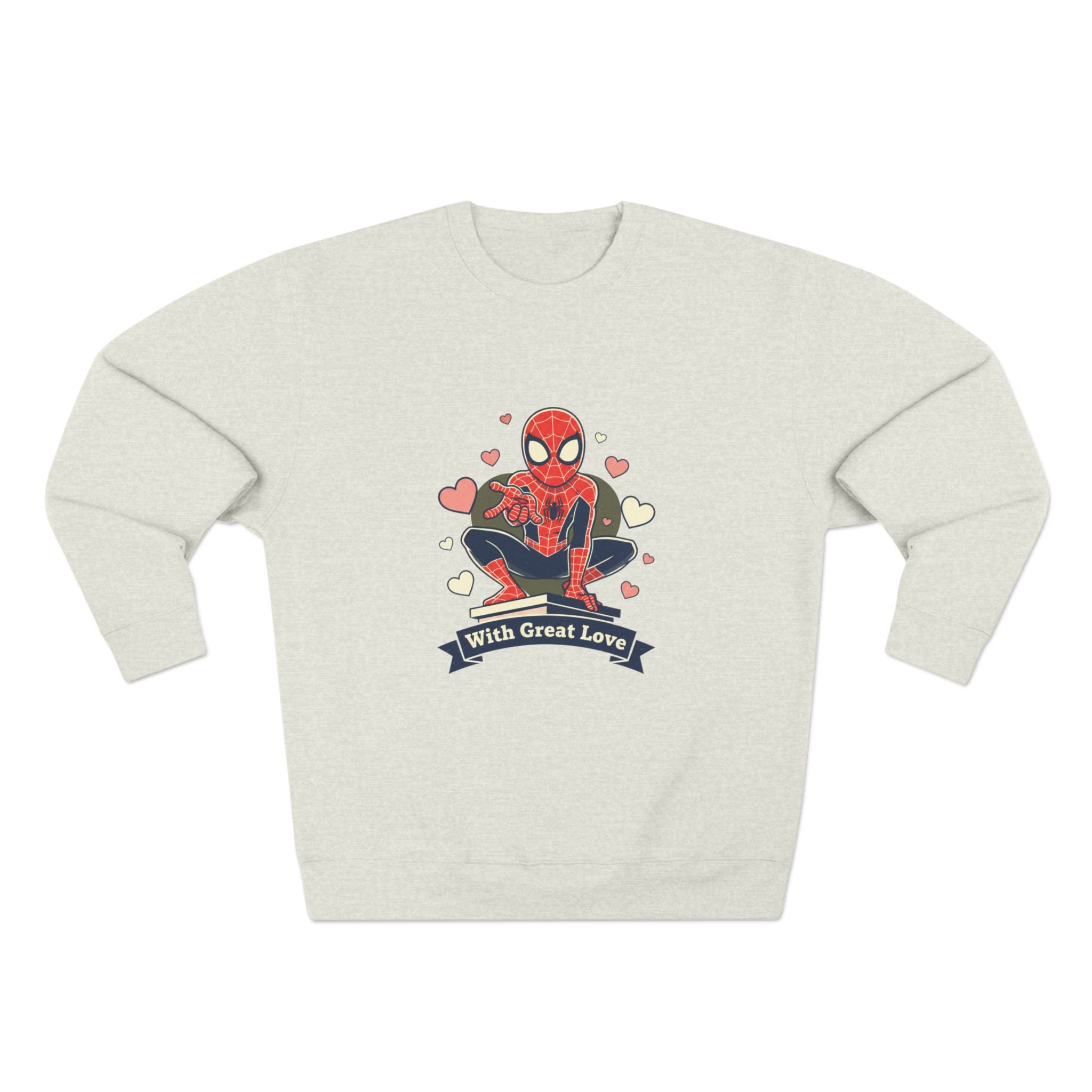 Cute Spider Hero Illustration With Great Love sweatshirt | Crewneck