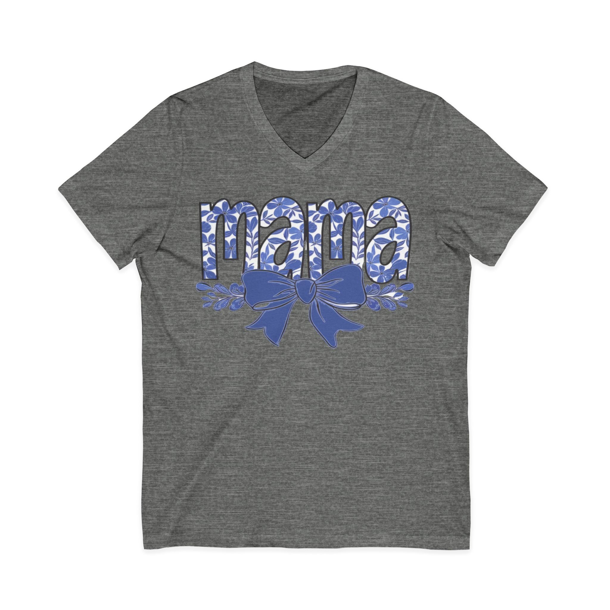 Mama Floral Bow V-Neck Tee — Mothers Day Gift Tee