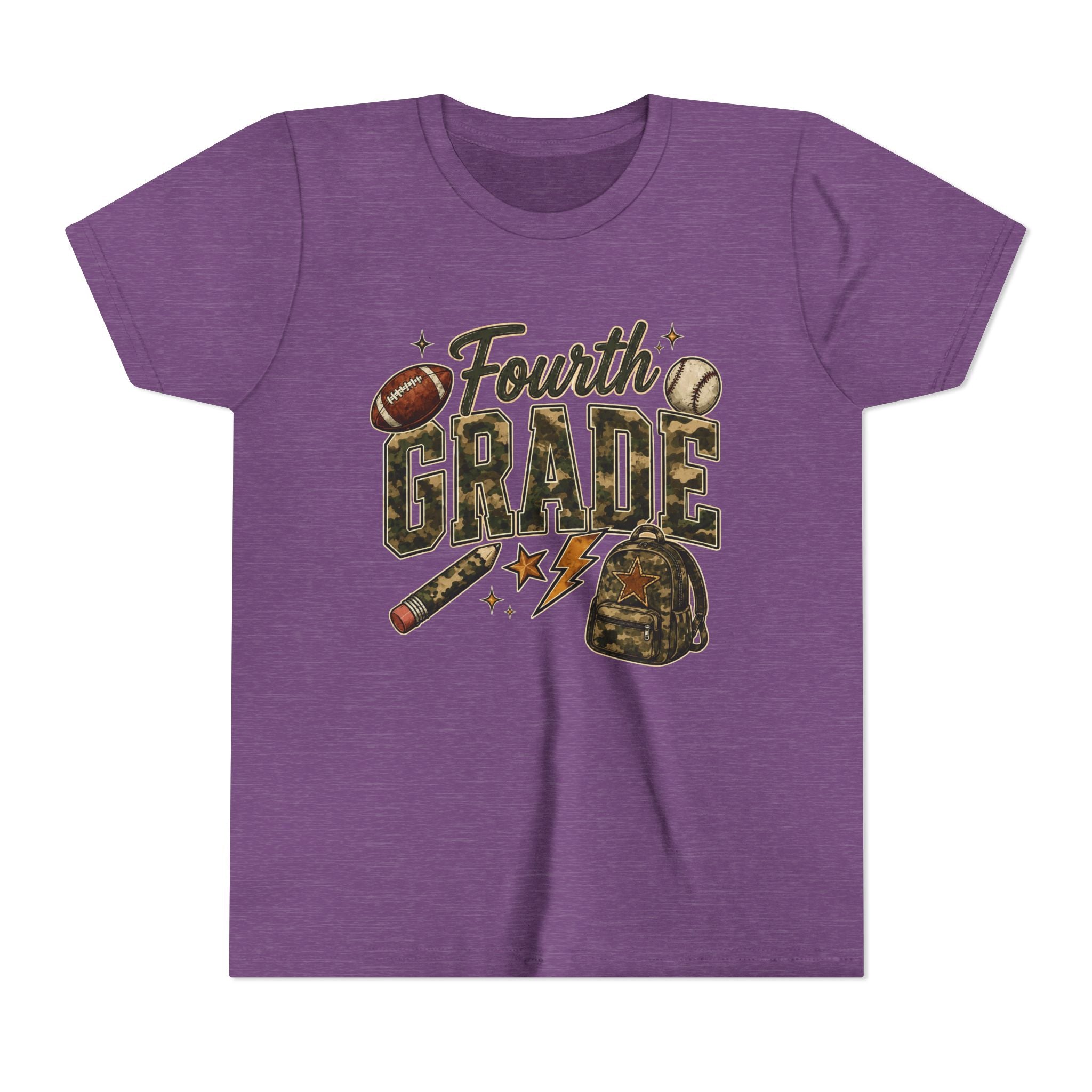 Fourth Grade Kids' T-Shirt – Back-to-School Sports & Backpack Design