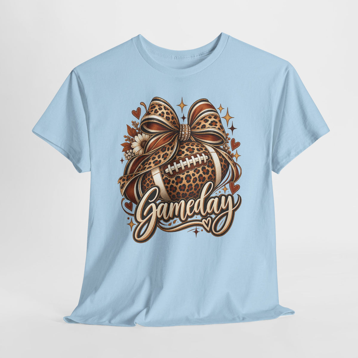 Gameday Football Tee — Leopard Print Football with Bow