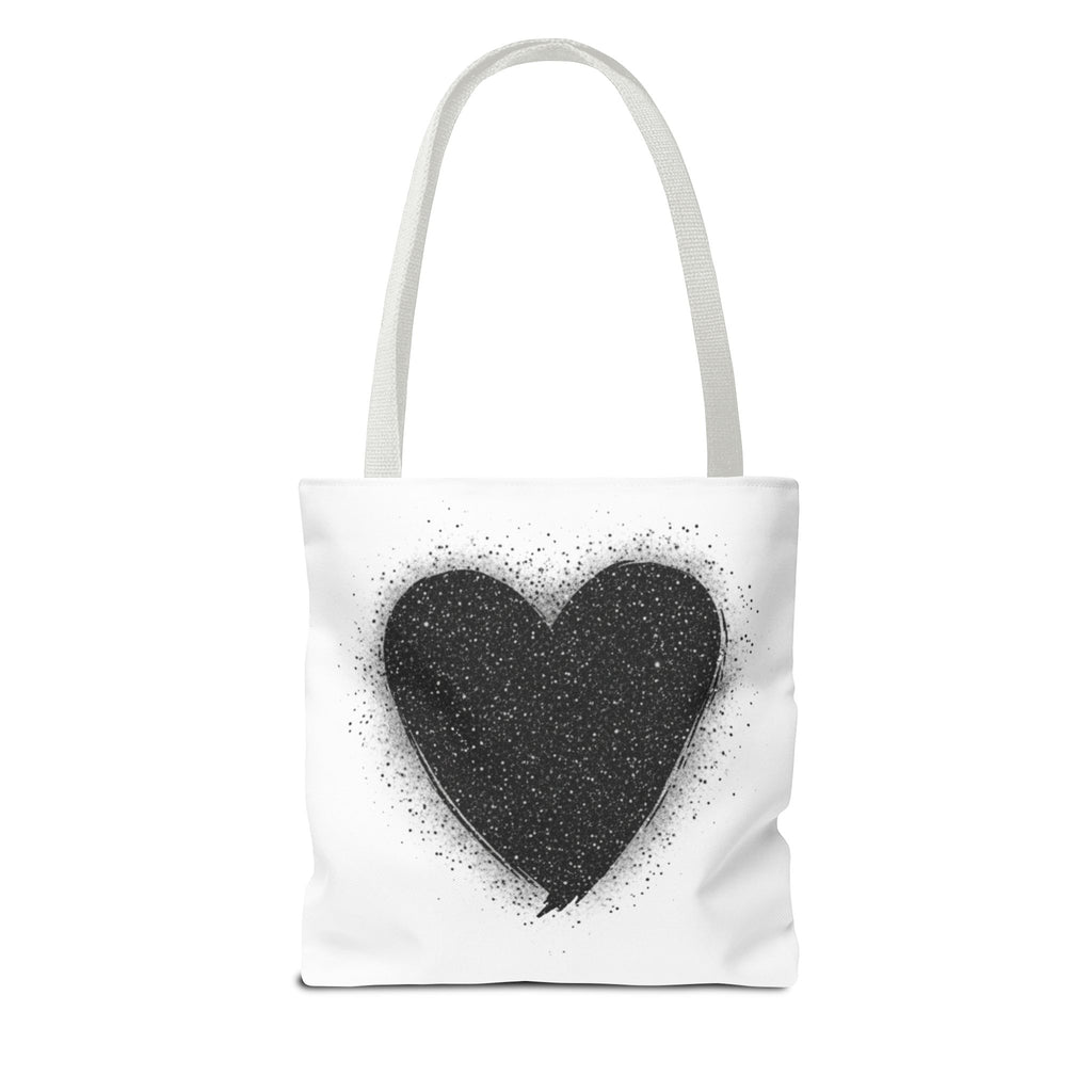 Black Spray Heart Tote Bag – Chic Graphic Canvas Tote for Everyday Use