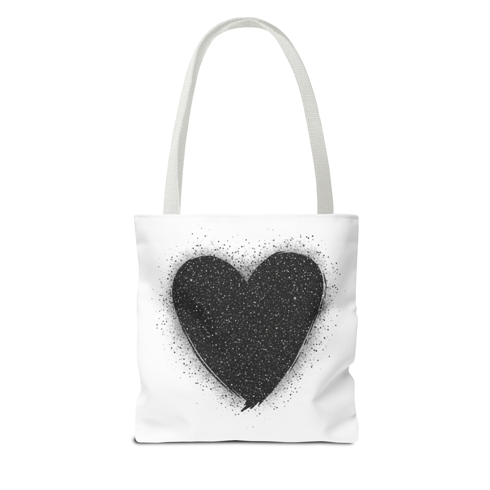 Black Spray Heart Tote Bag – Chic Graphic Canvas Tote for Everyday Use