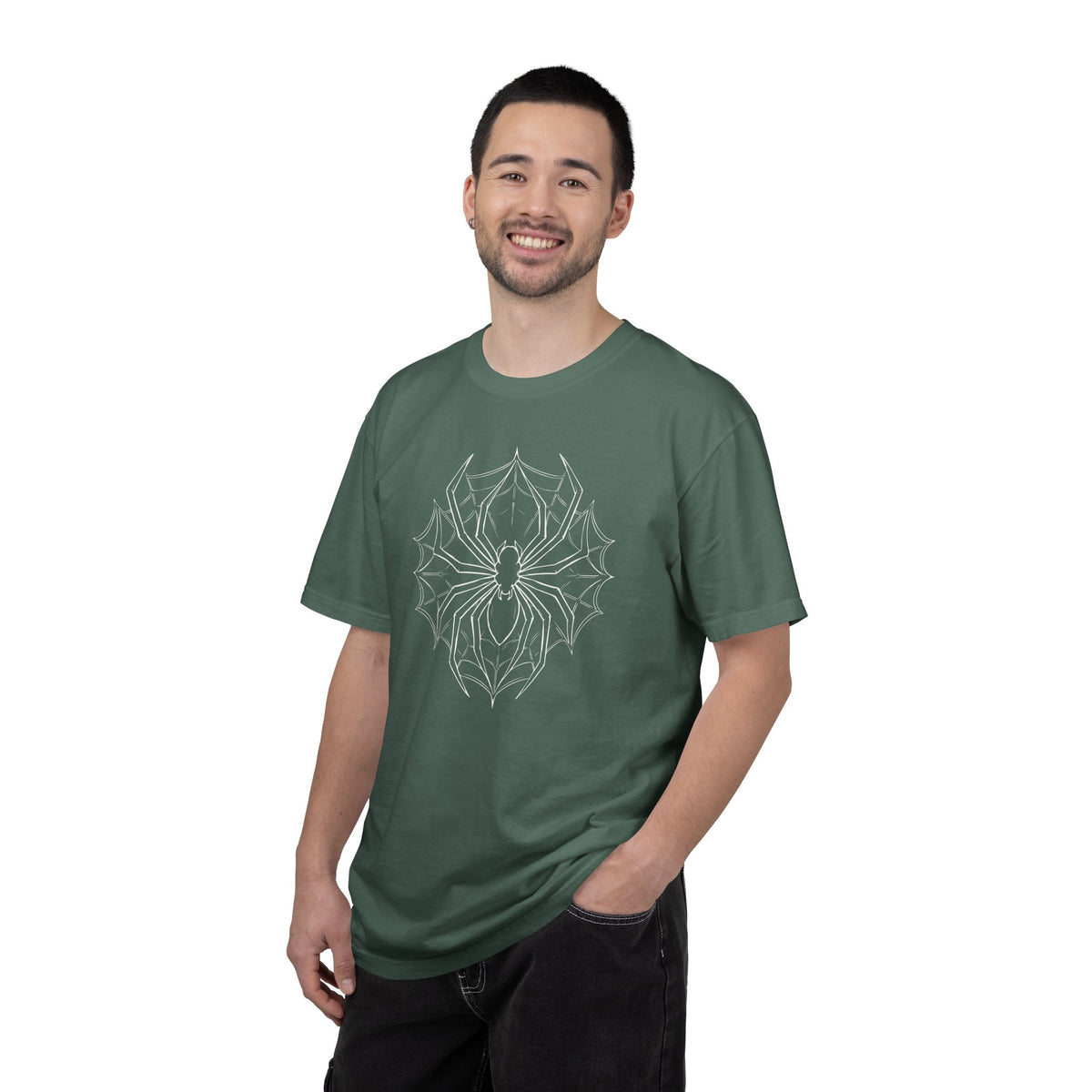 Spider Web Graphic T-Shirt — Vintage Gothic Arachnid Back Print