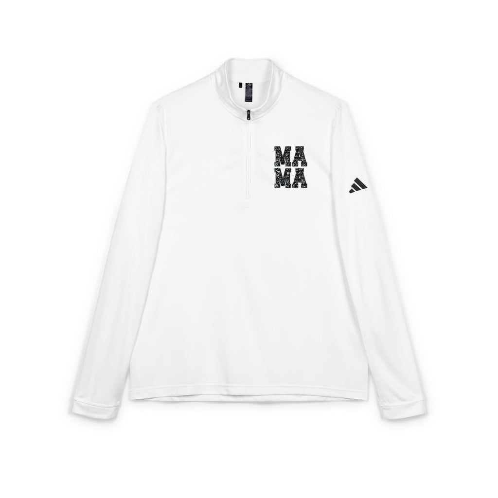MAMA distressed block letters Quarter-Zip Pullover | Embroidered chest logo