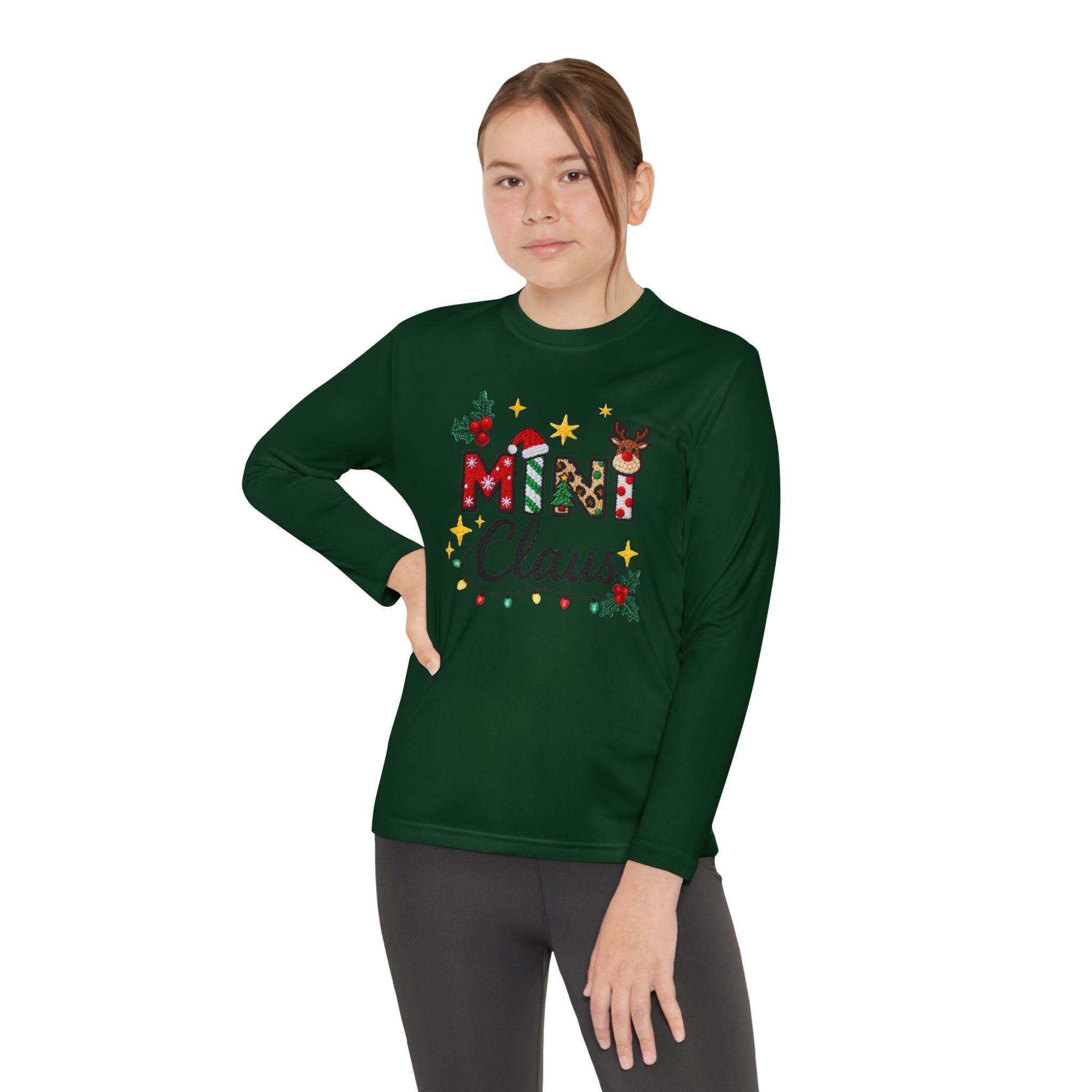 Mini Claus Youth Long Sleeve Tee — Cute Kids Christmas Holiday Shirt