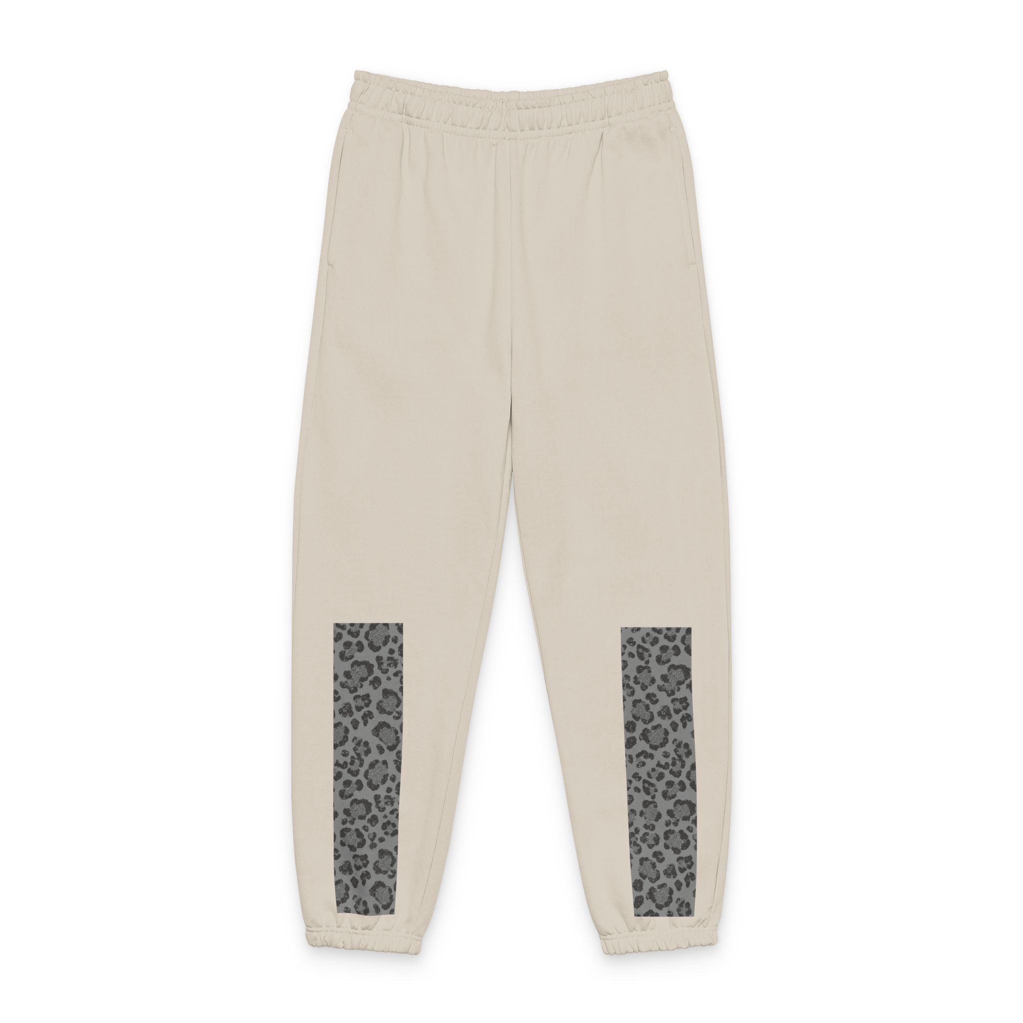 Leopard Panel Sweatpants — Cozy Joggers with Animal Print Leg Accents