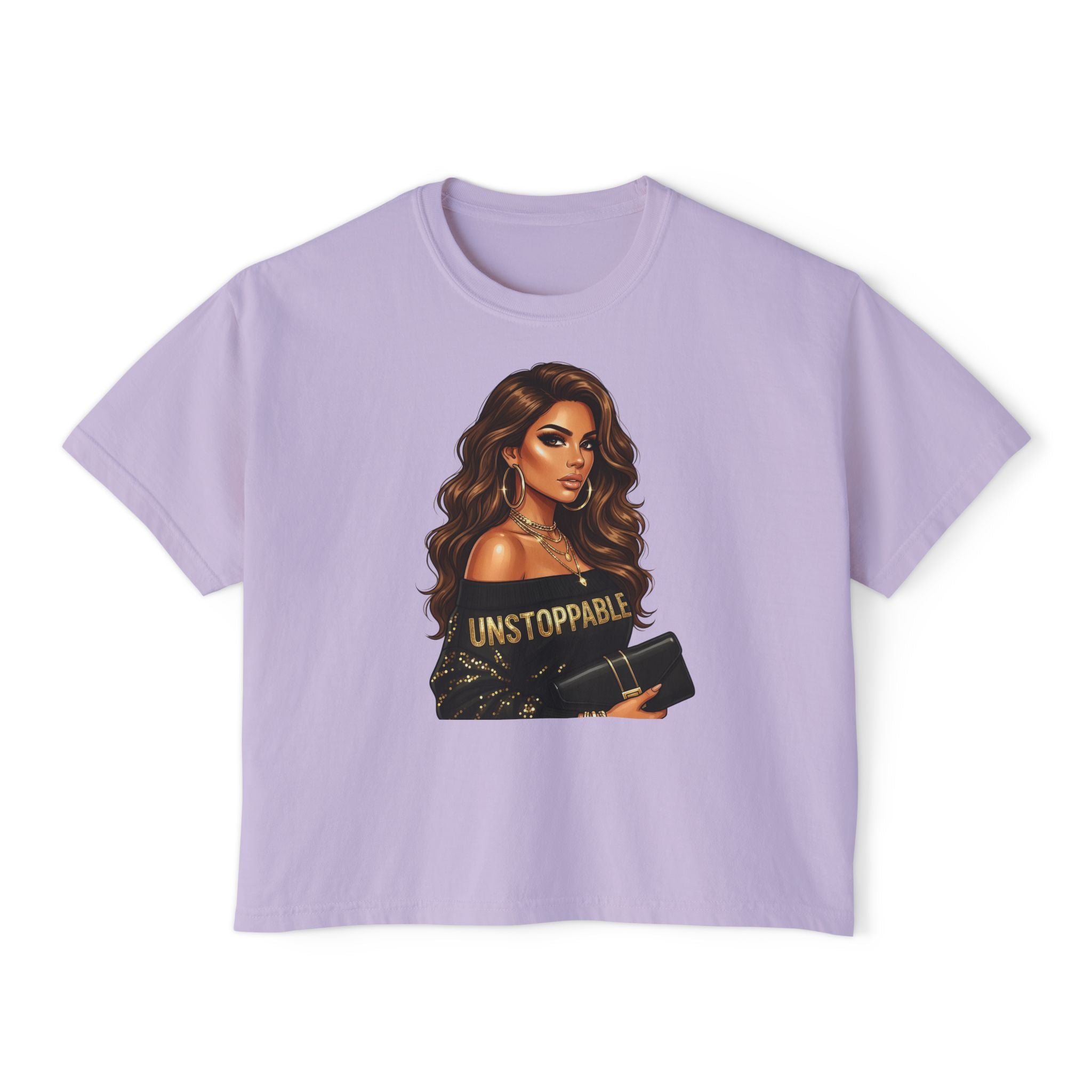Unstoppable Woman Boxy Tee — Empowerment Graphic Crop Top