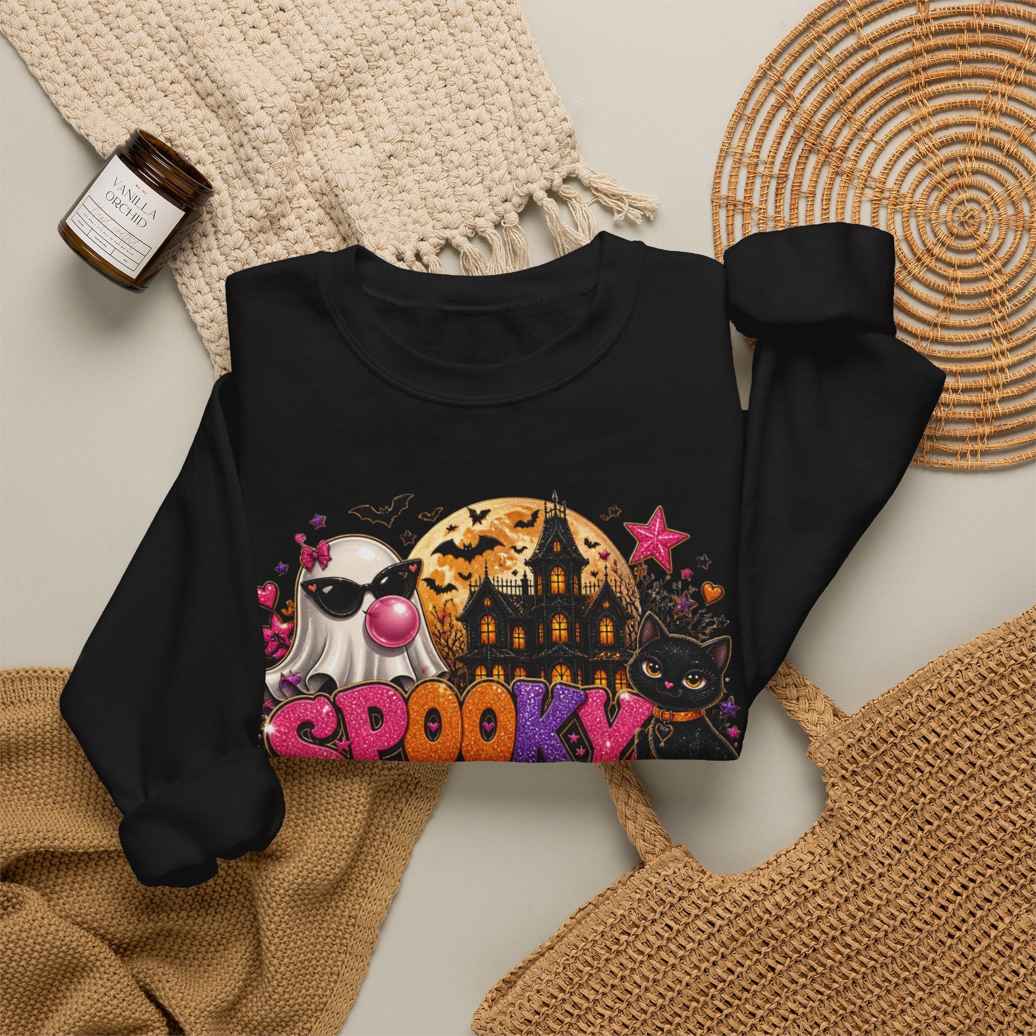 Sweatshirt — "Spooky Vibes" Halloween Graphic Crewneck