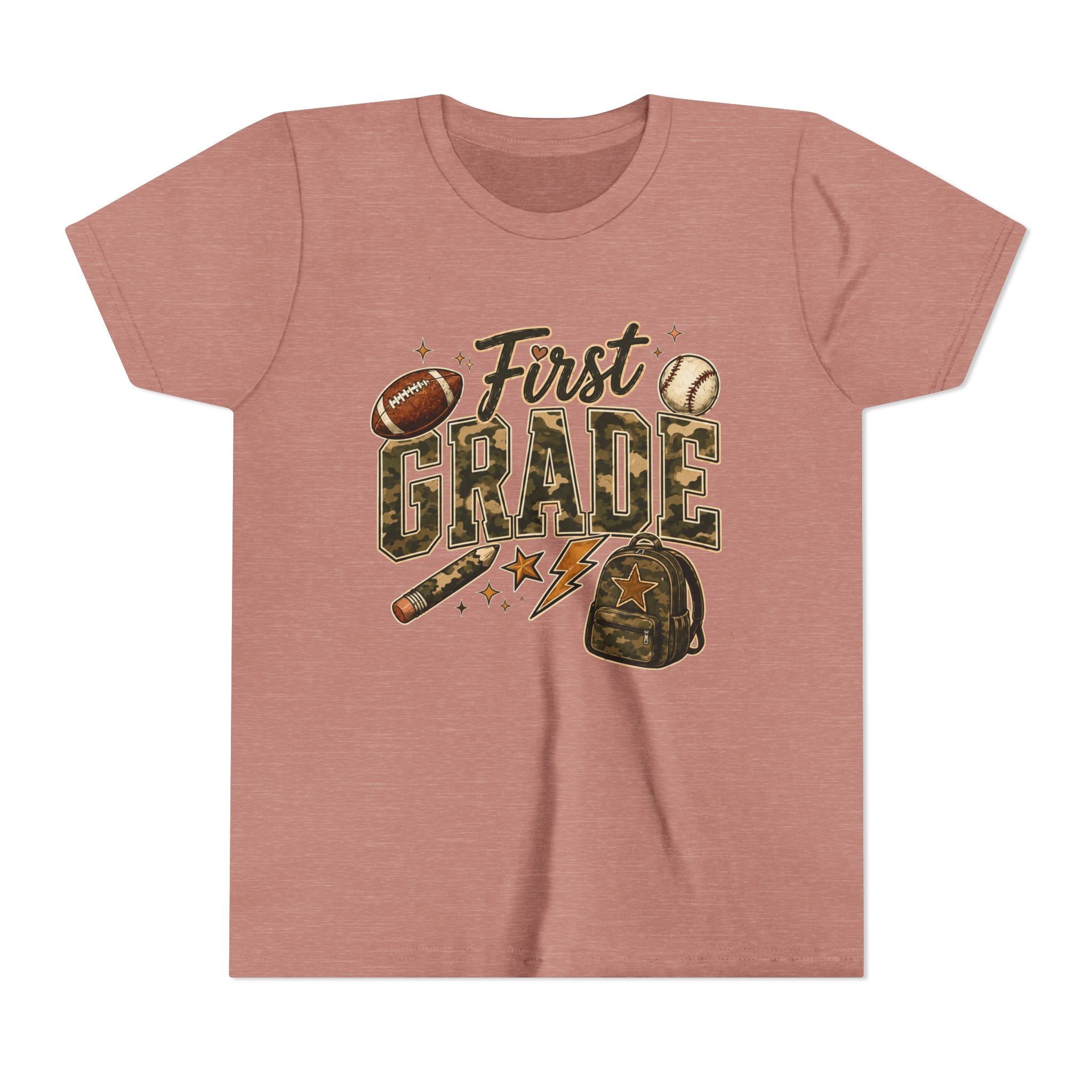 First Grade Kids T‑Shirt — Back to School Sports Backpack Design