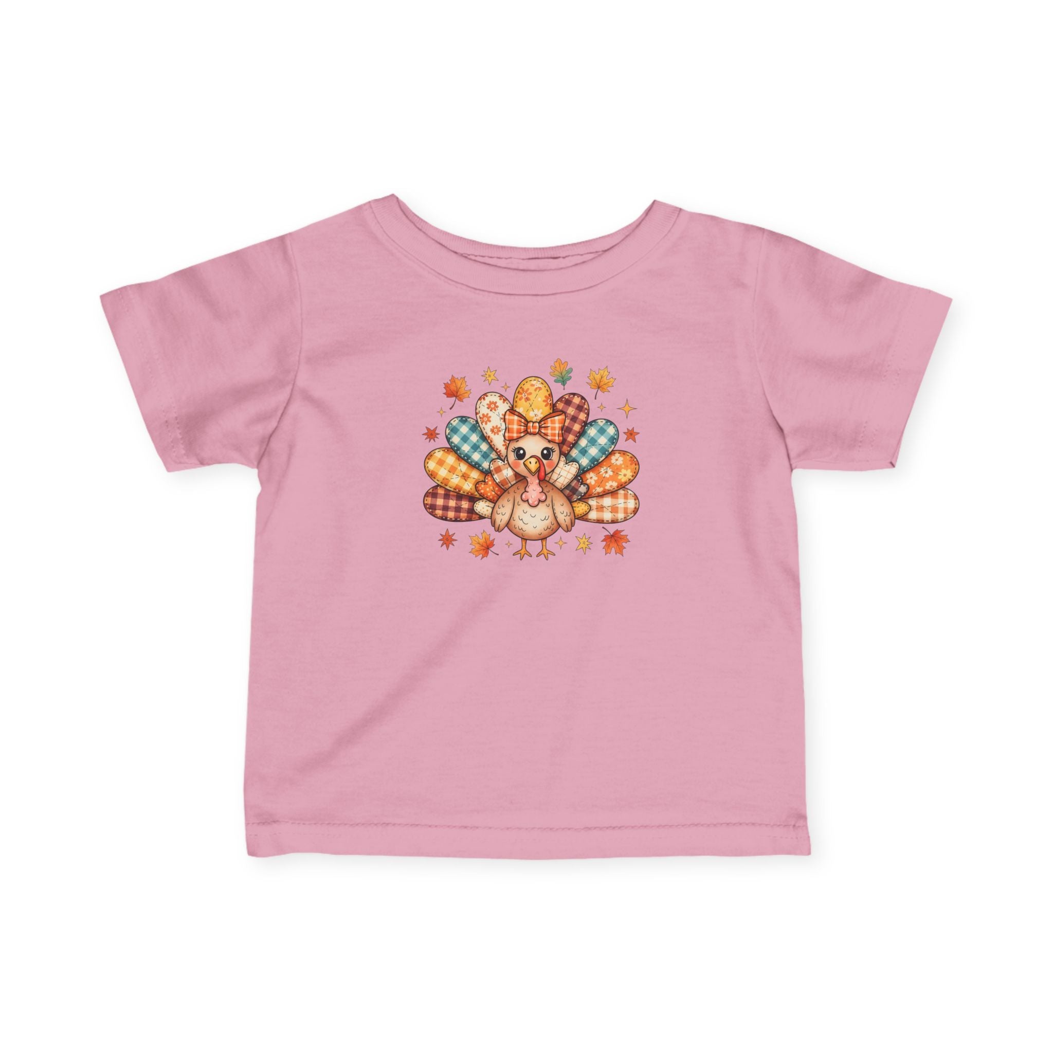 Infant Tee — Cute Thanksgiving Patchwork Turkey Baby Shirt