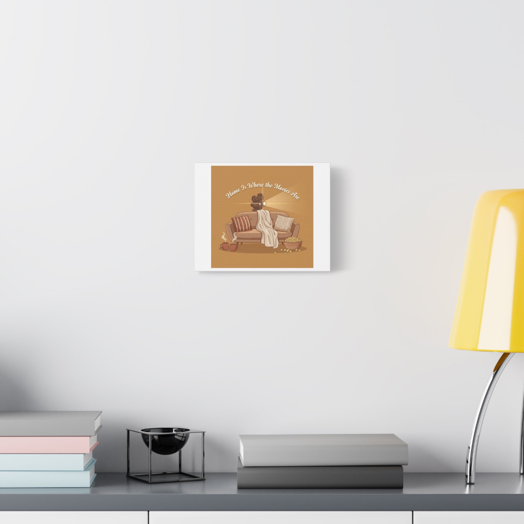 Home Is Where the Movies Are Canvas | cozy night art, home cinema decor