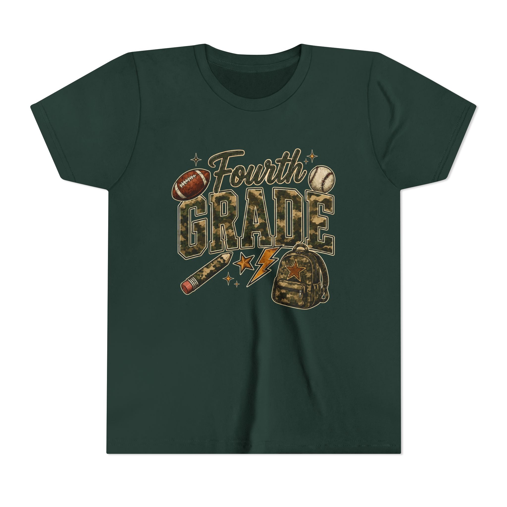 Fourth Grade Kids' T-Shirt – Back-to-School Sports & Backpack Design