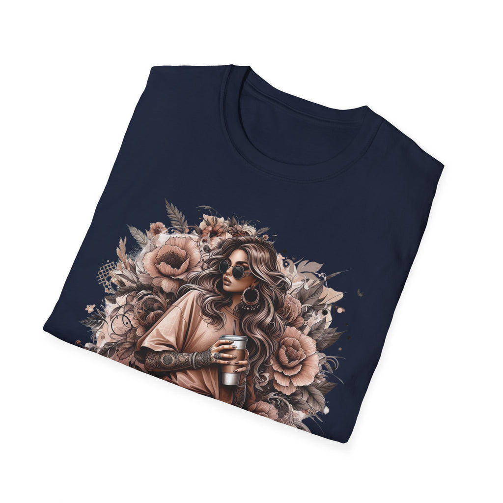 Graphic T-Shirt - 'Stay Humble' Floral Girl Vintage Coffee Tee