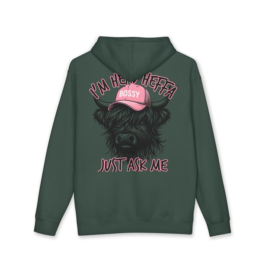 Bossy Heffa Hoodie — "I’m Her Heffa Just Ask Me" Highland Cow Pullover