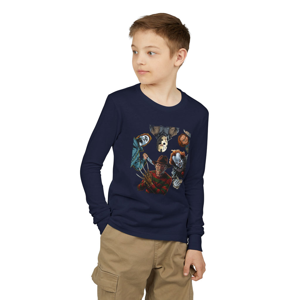 Horror Icons Youth Long Sleeve Tee - Freddy, Jason & More Graphic