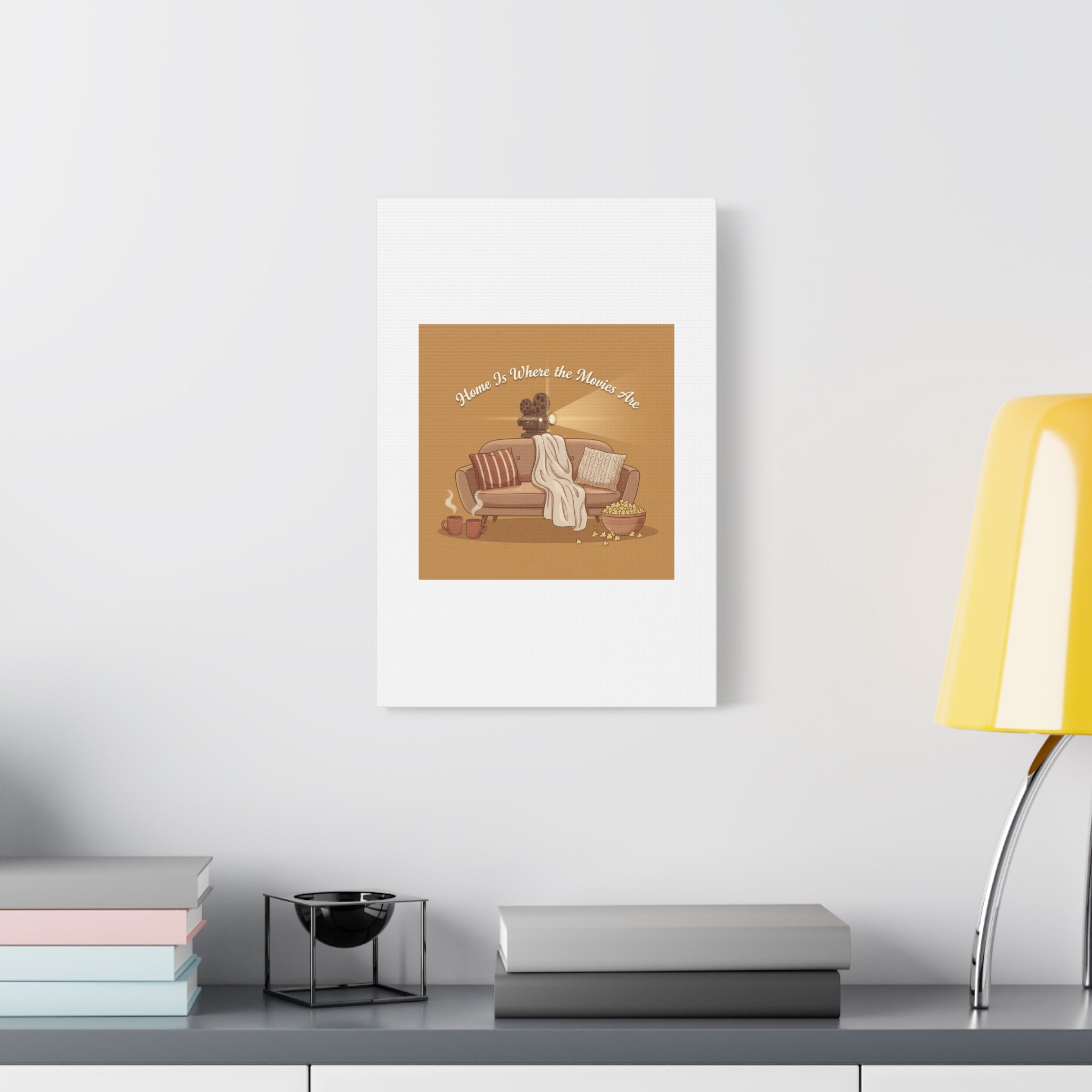Home Is Where the Movies Are Canvas | cozy night art, home cinema decor