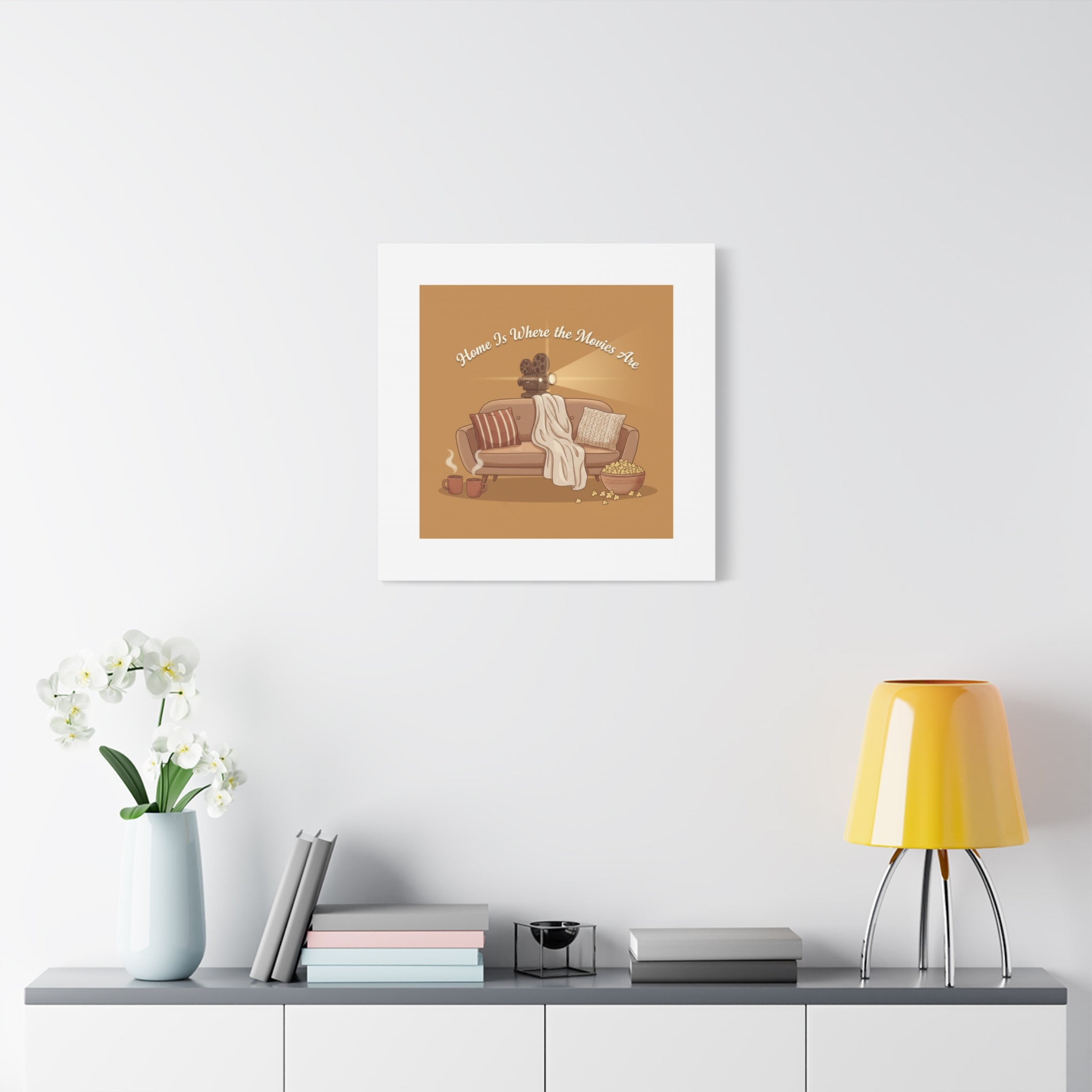 Home Is Where the Movies Are Canvas | cozy night art, home cinema decor