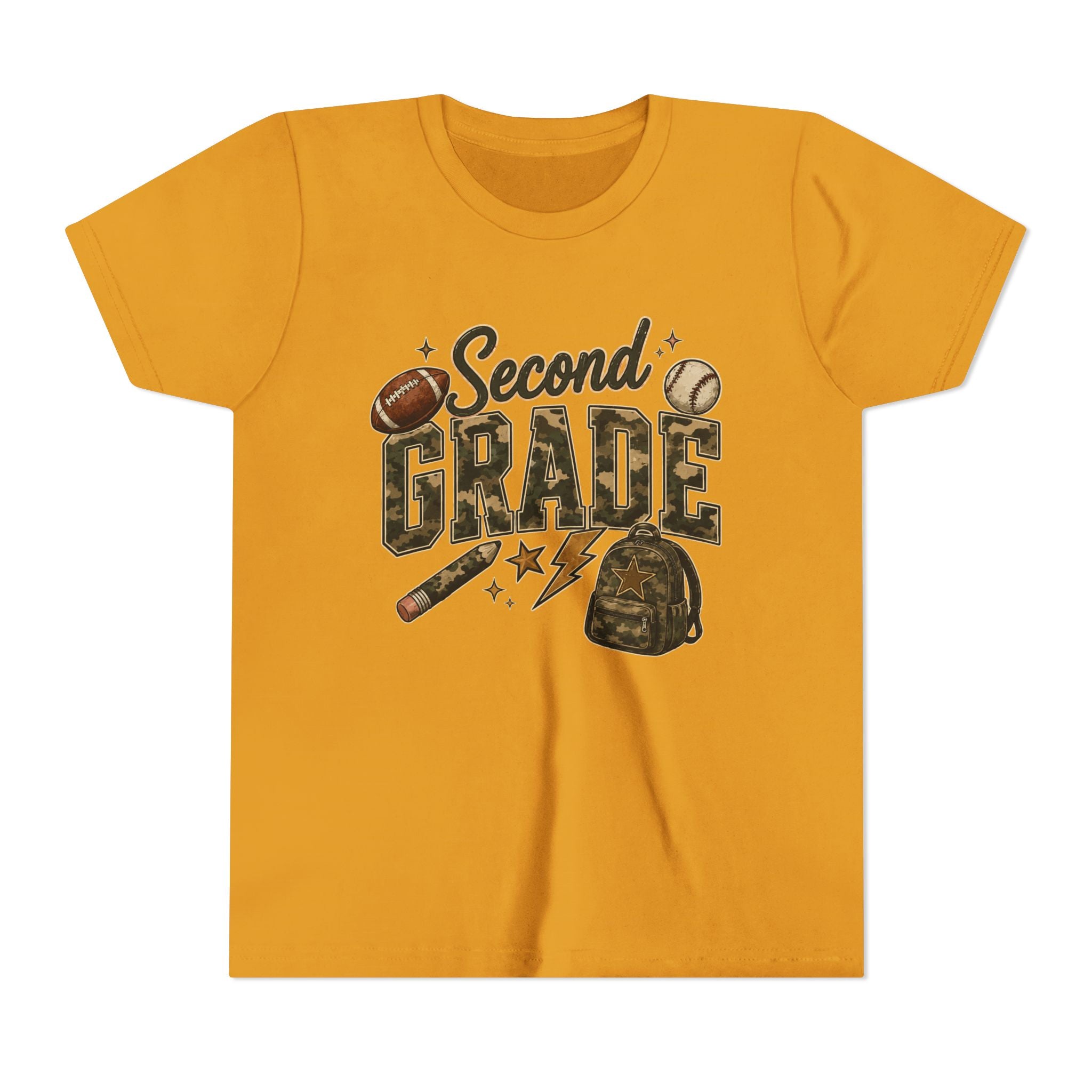 Second Grade Youth Tee — Back-to-School Sports & Backpack Design
