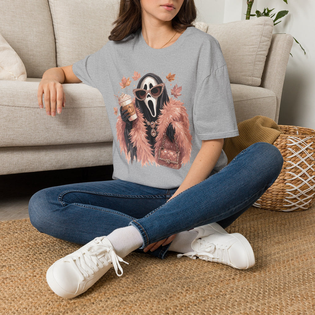 Cozy Scream Fall Tee — Glam Ghost with Pumpkin Spice Latte