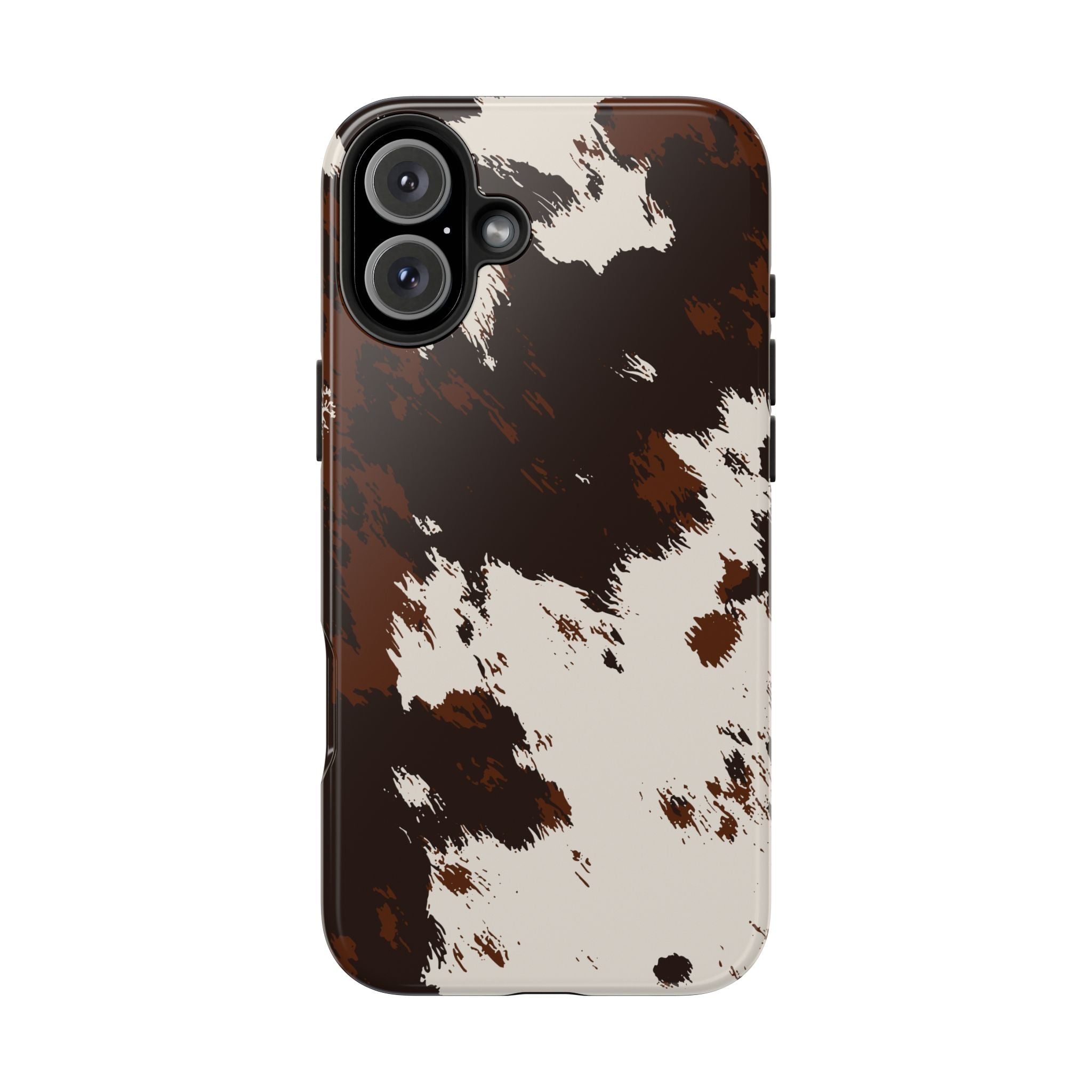 Cowhide Print Tough Phone Case — Brown & White Western Rugged Protection