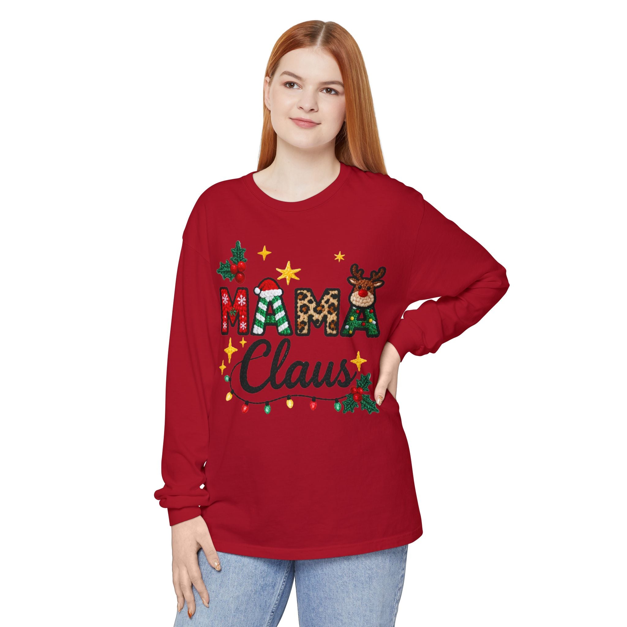 Mama Claus Long Sleeve Tee — Christmas Holiday Family Shirt