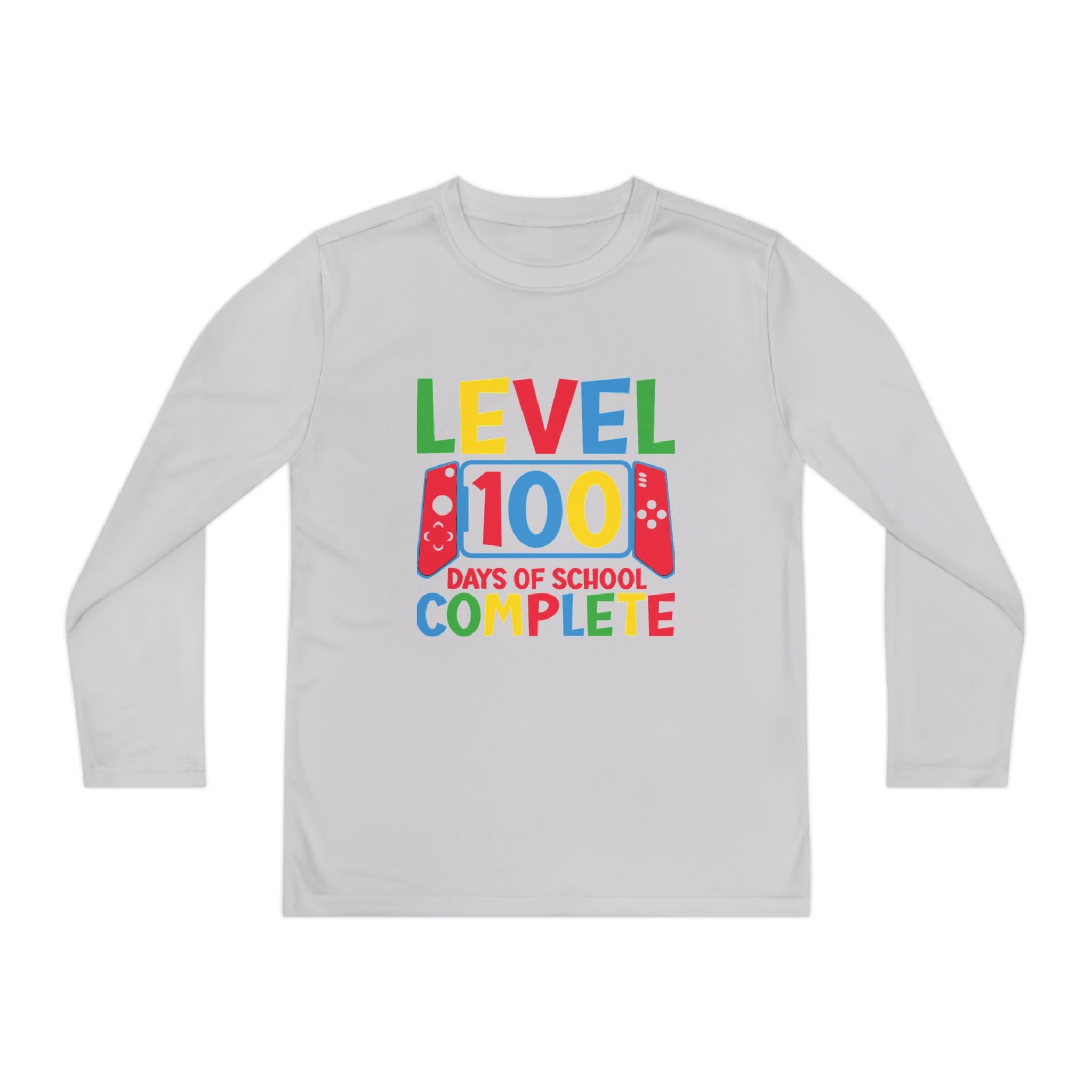 Youth Long Sleeve Shirt - "Level 100 Days of School Complete" 100th Day Celebration Tee
