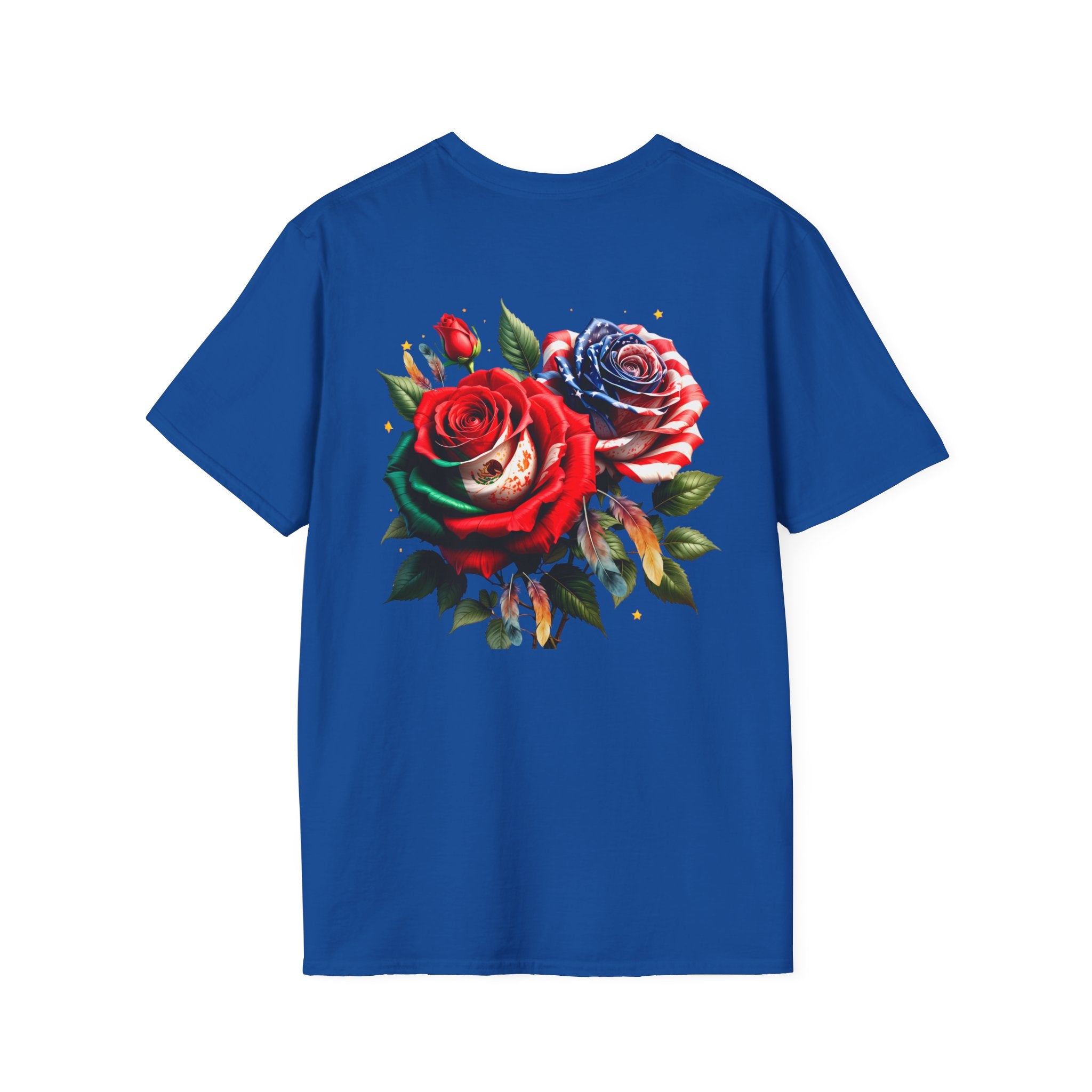 USA Mexico Flag T-Shirt — Small Crossed American & Mexican Flags Tee