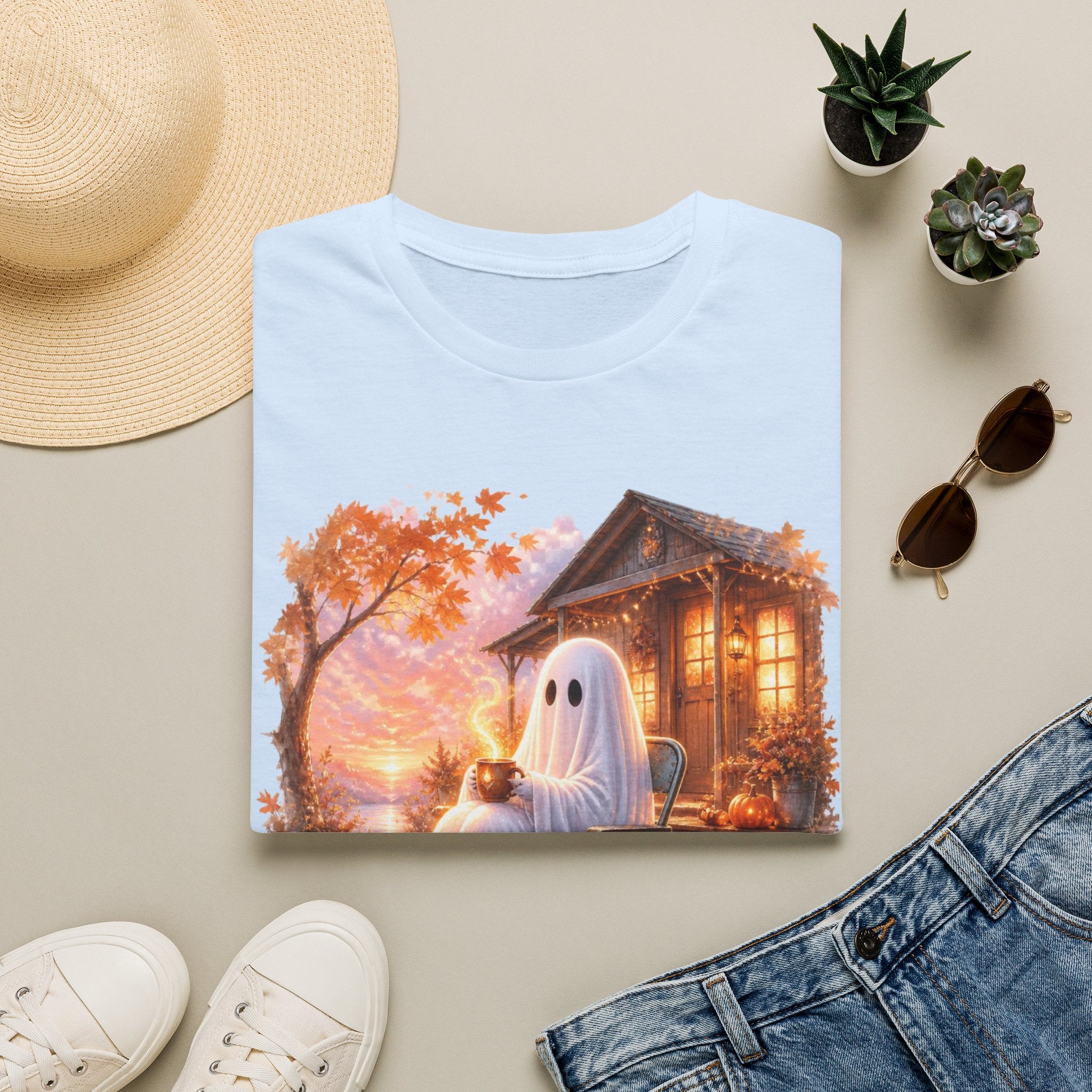 Ghost Cozy Fall T-Shirt — "Mentally on Fire" Autumn Halloween Tee