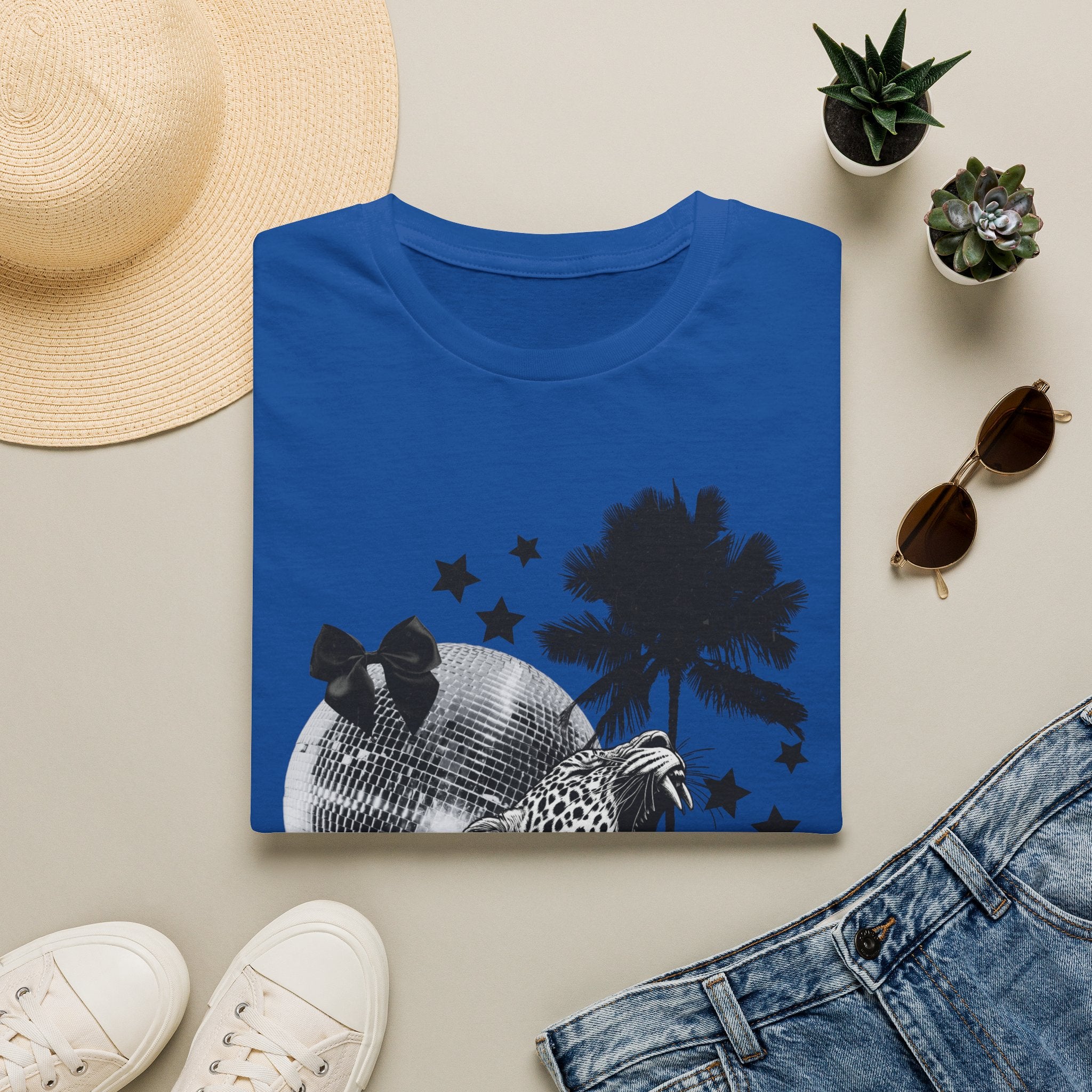 T-Shirt — Retro Disco Leopard Palm Tree Graphic Tee